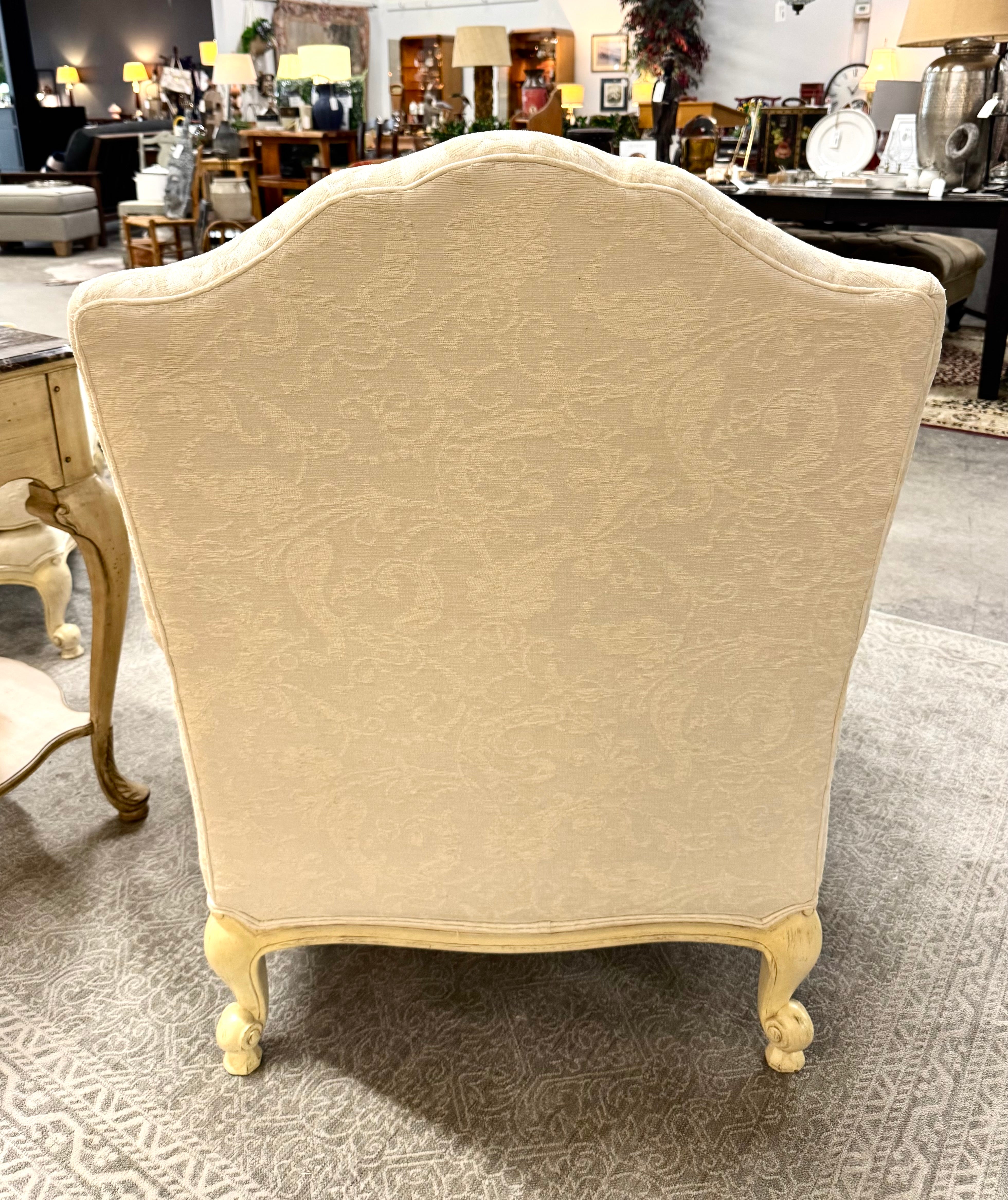 Custom DREXEL HERITAGE Cream Damask Bergere Chair
