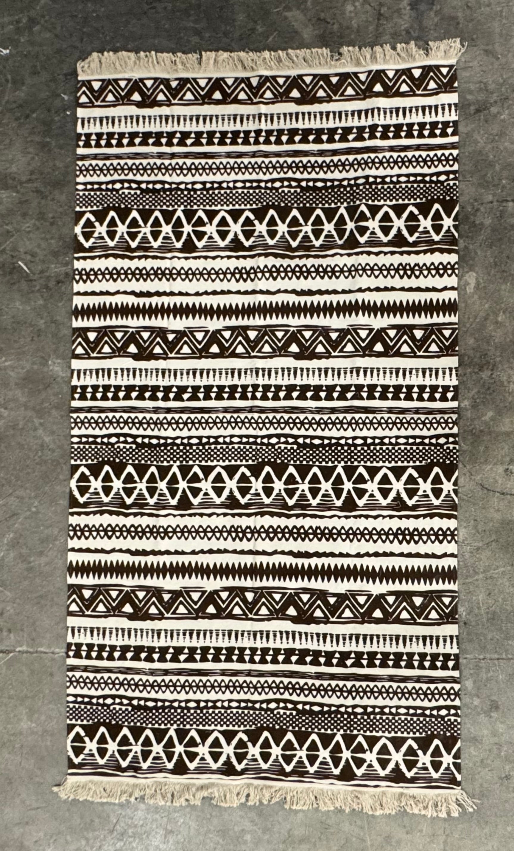 Balinese Brown & Ivory Geometric 53" x 97" Throw Rug