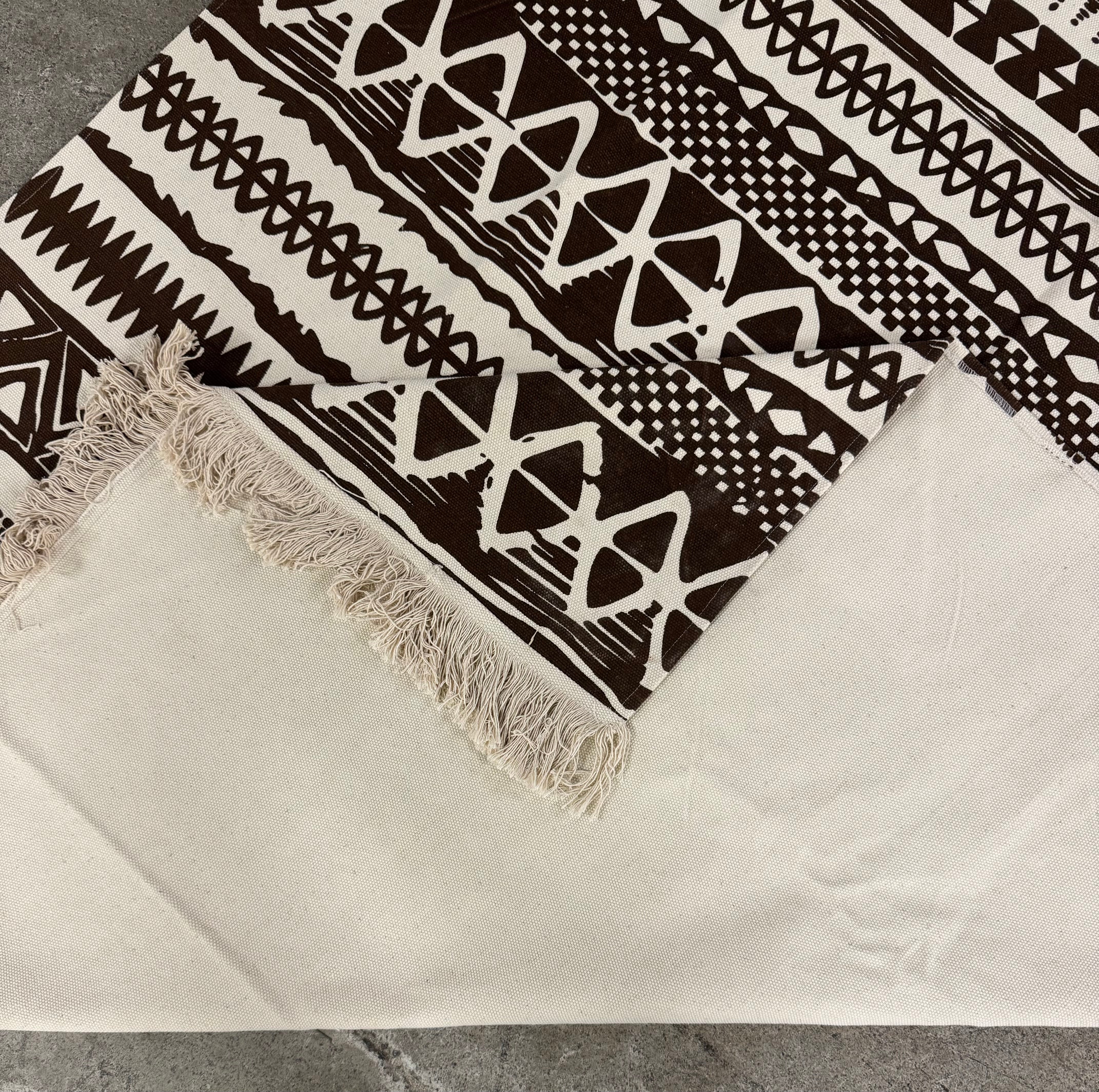 Balinese Brown & Ivory Geometric 53" x 97" Throw Rug