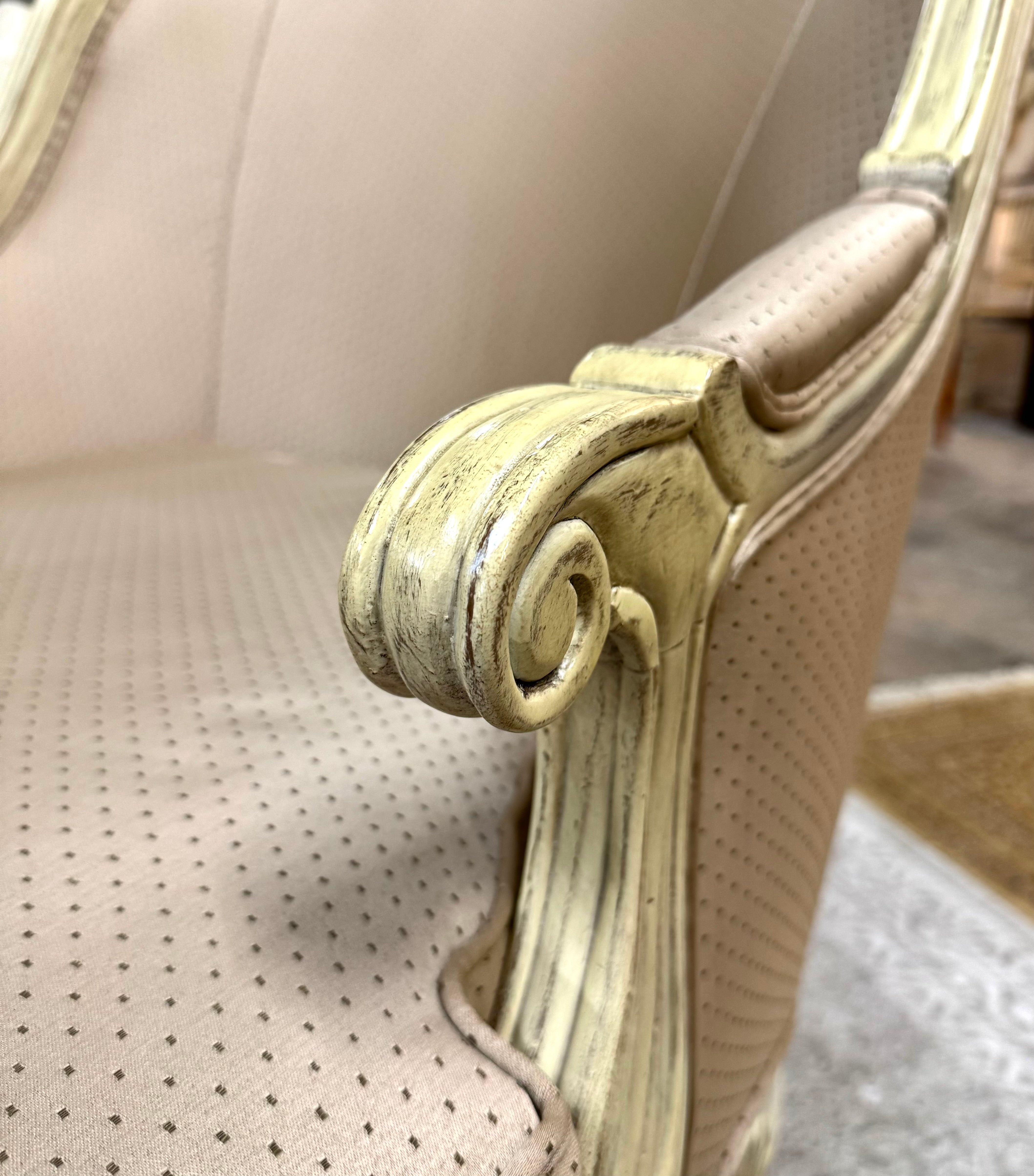 Custom LILLIAN AUGUST French Taupe Bergere Chair