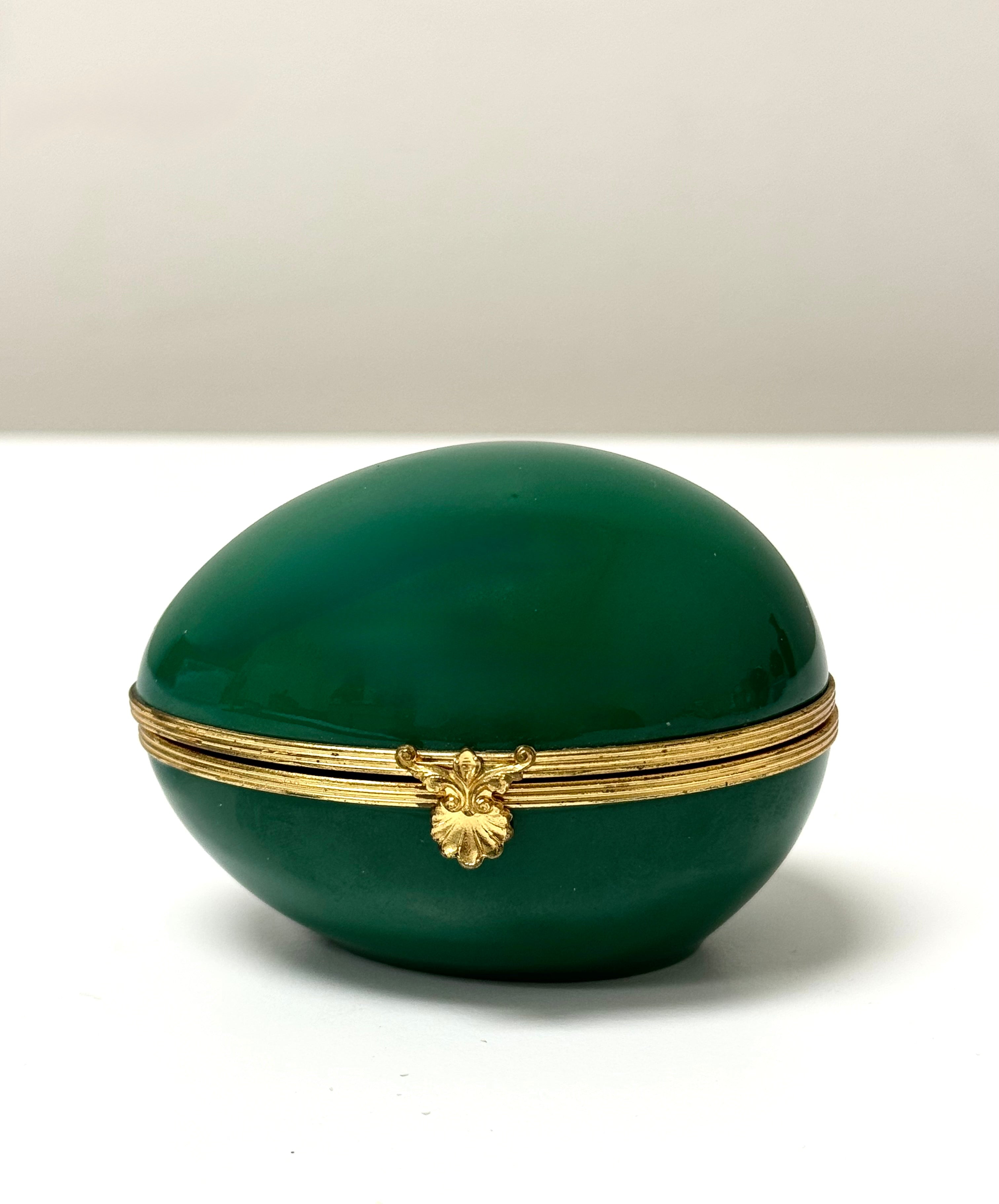 LIMOGES Emerald Green Hinged Egg