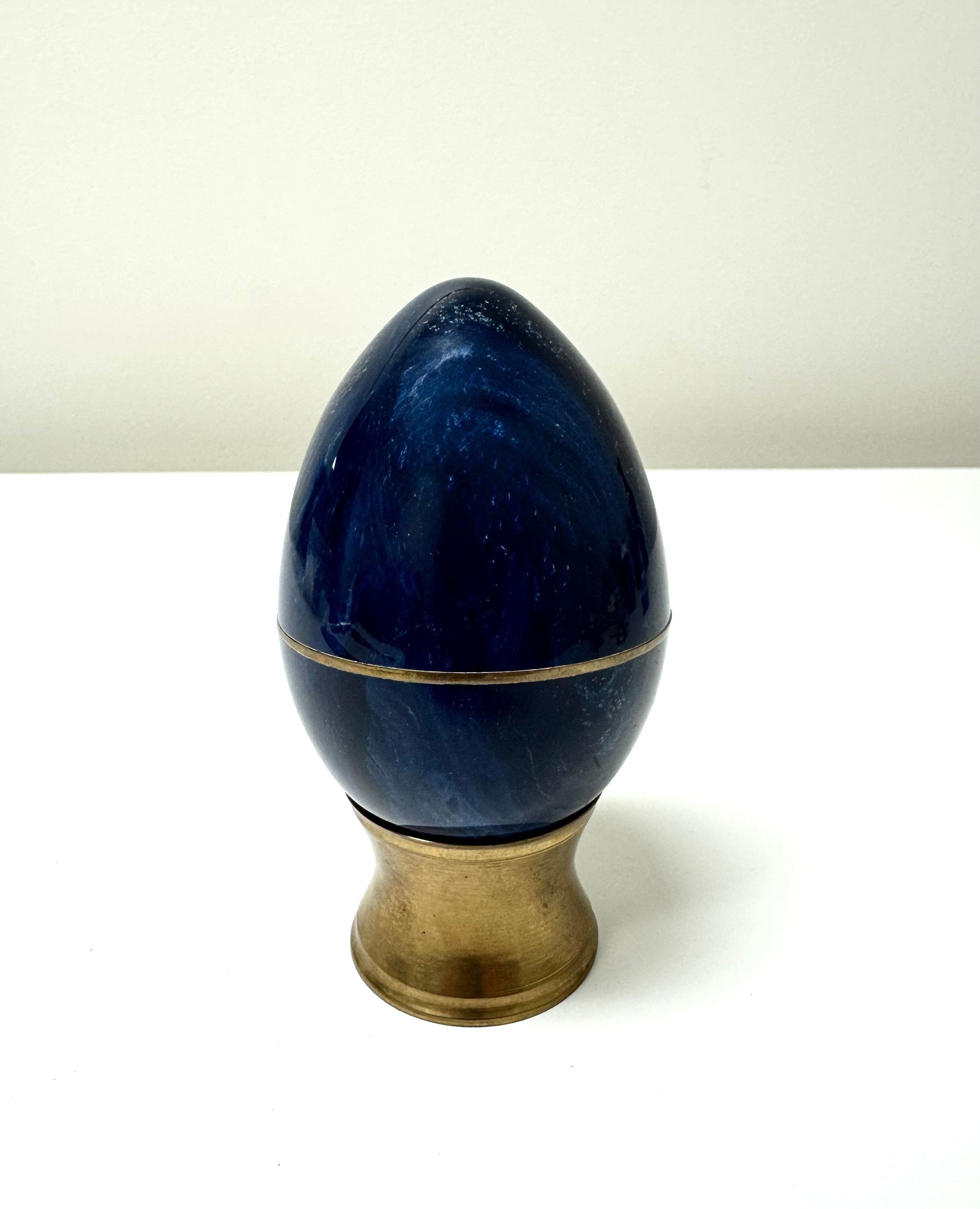 Deep Blue Egg on Brass Base