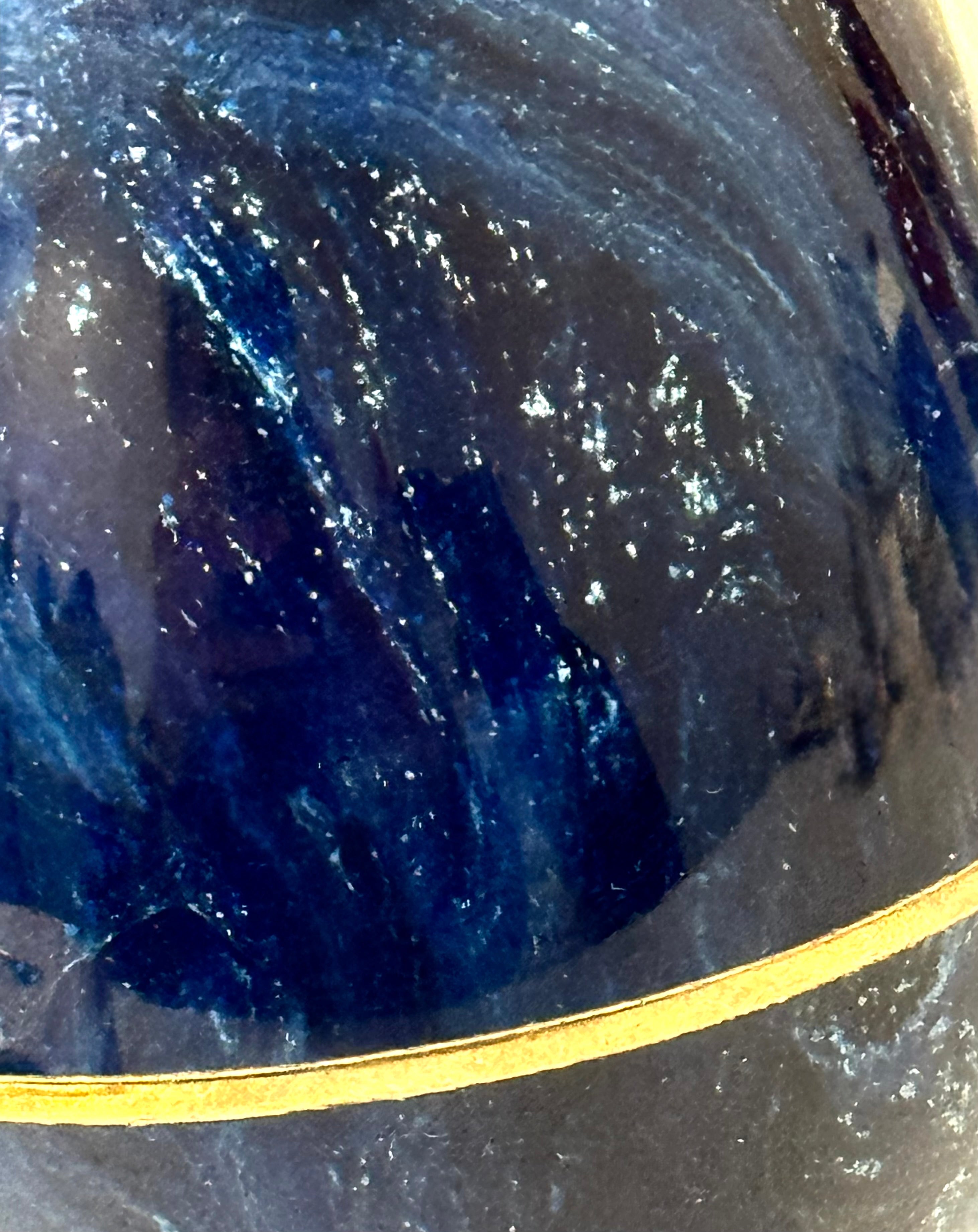 Deep Blue Egg on Brass Base