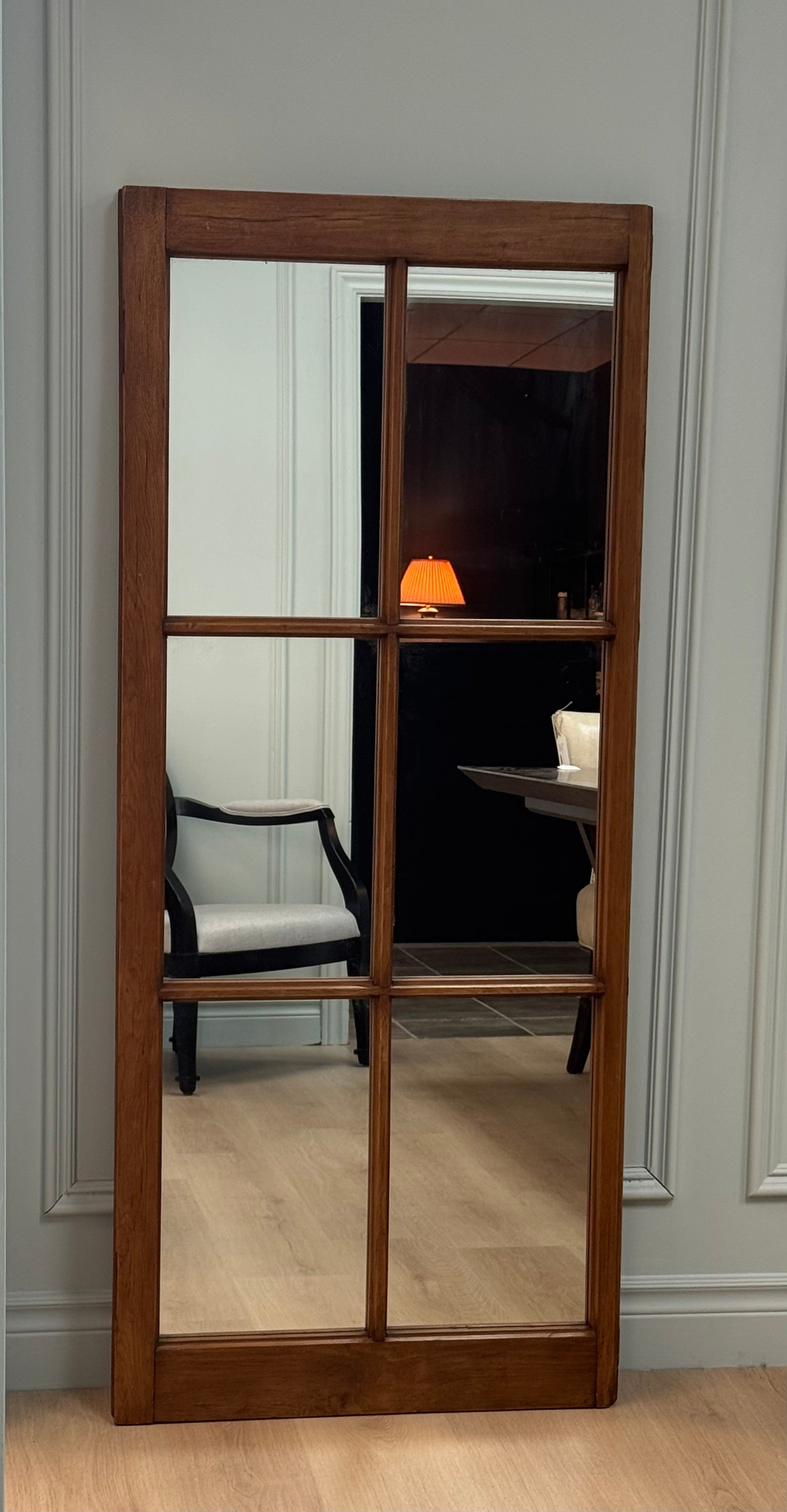 Vintage Pine Window Pane Mirror (62" x 27")