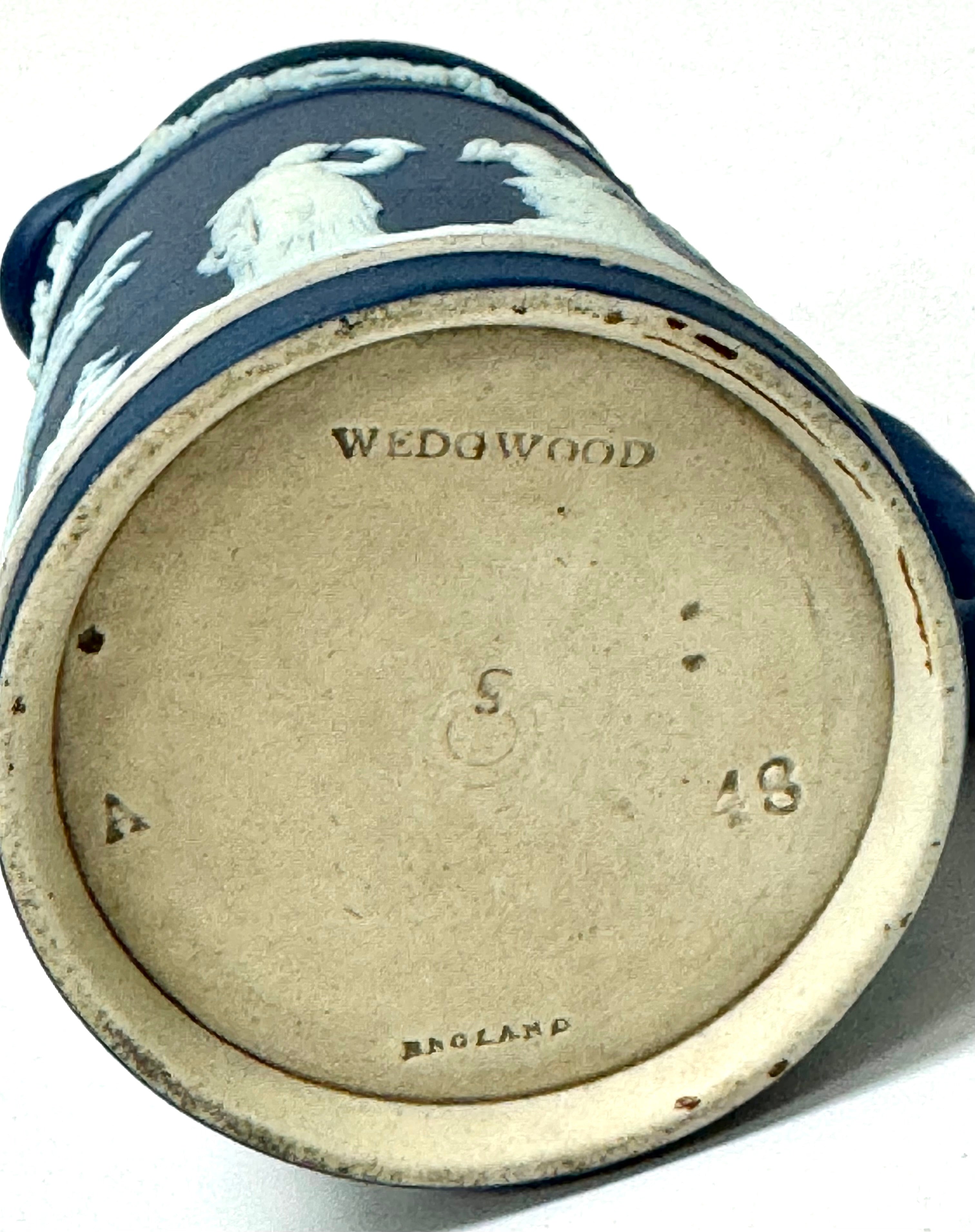 Vintage WEDGWOOD Portland Blue Jasperware Small Pitcher