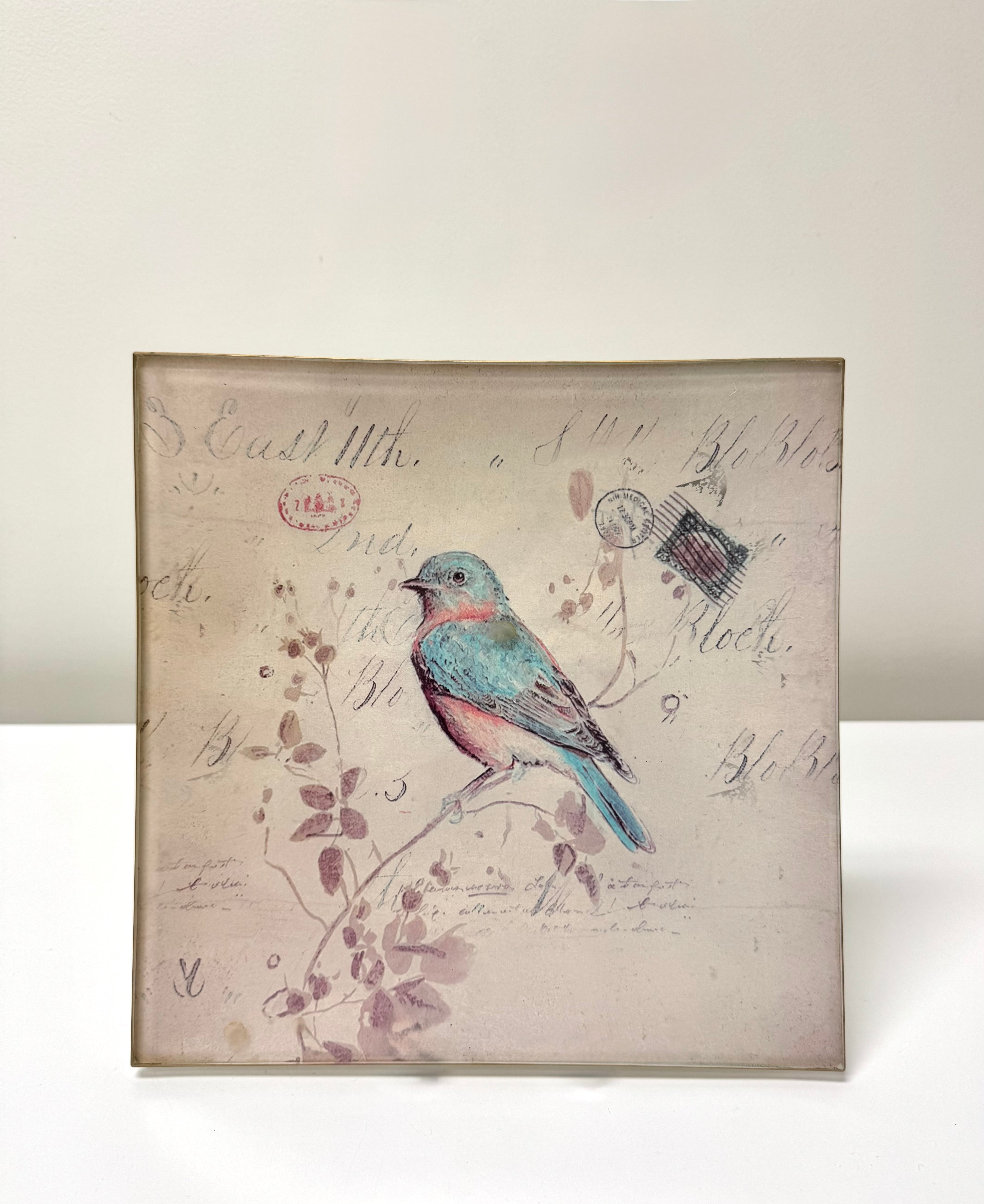 Pastel Bluebird Glass Plate