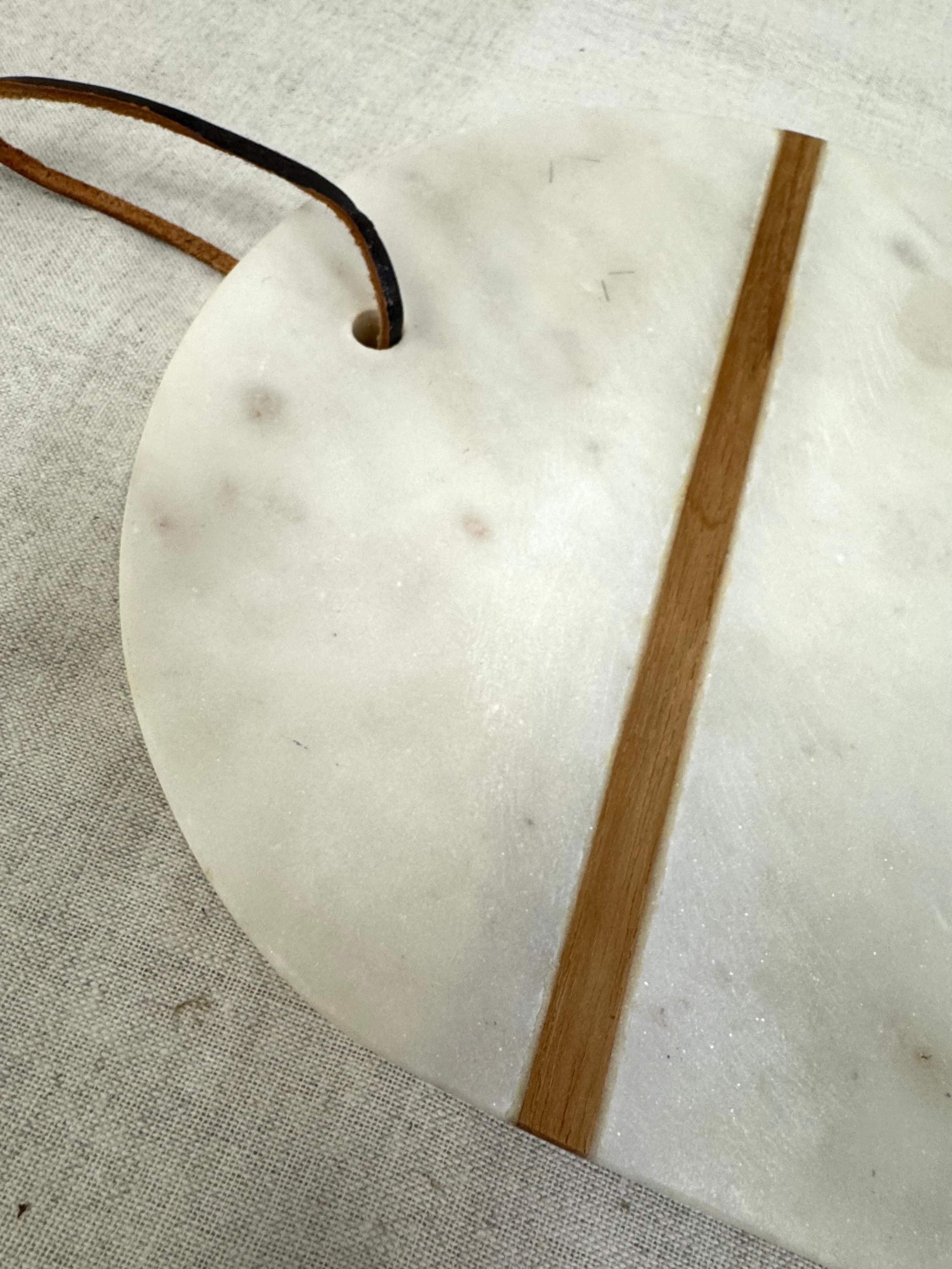 White Marble & Wood Oblong Board