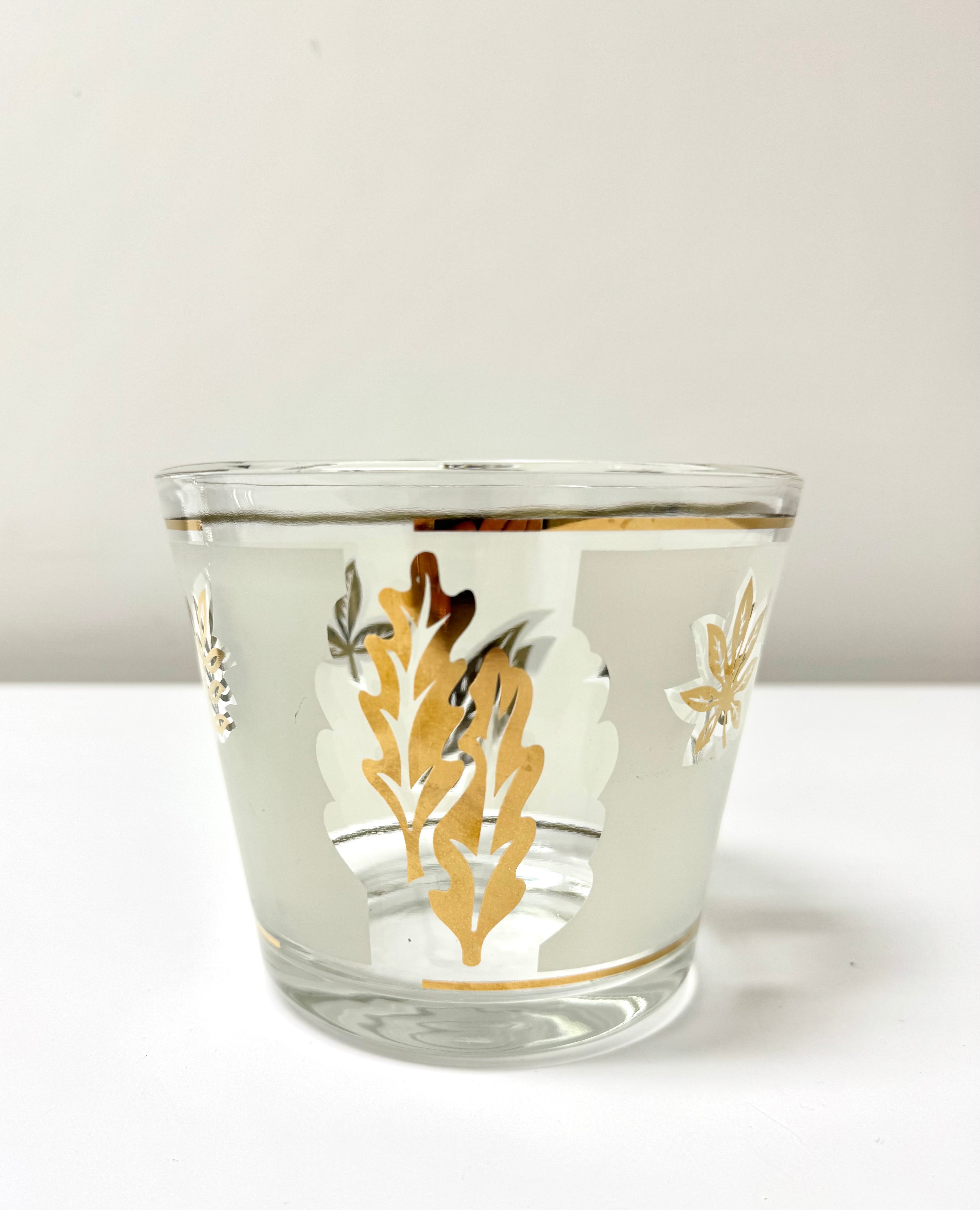Vintage LIBBEY Gold Leaf Glass Ice Bucket