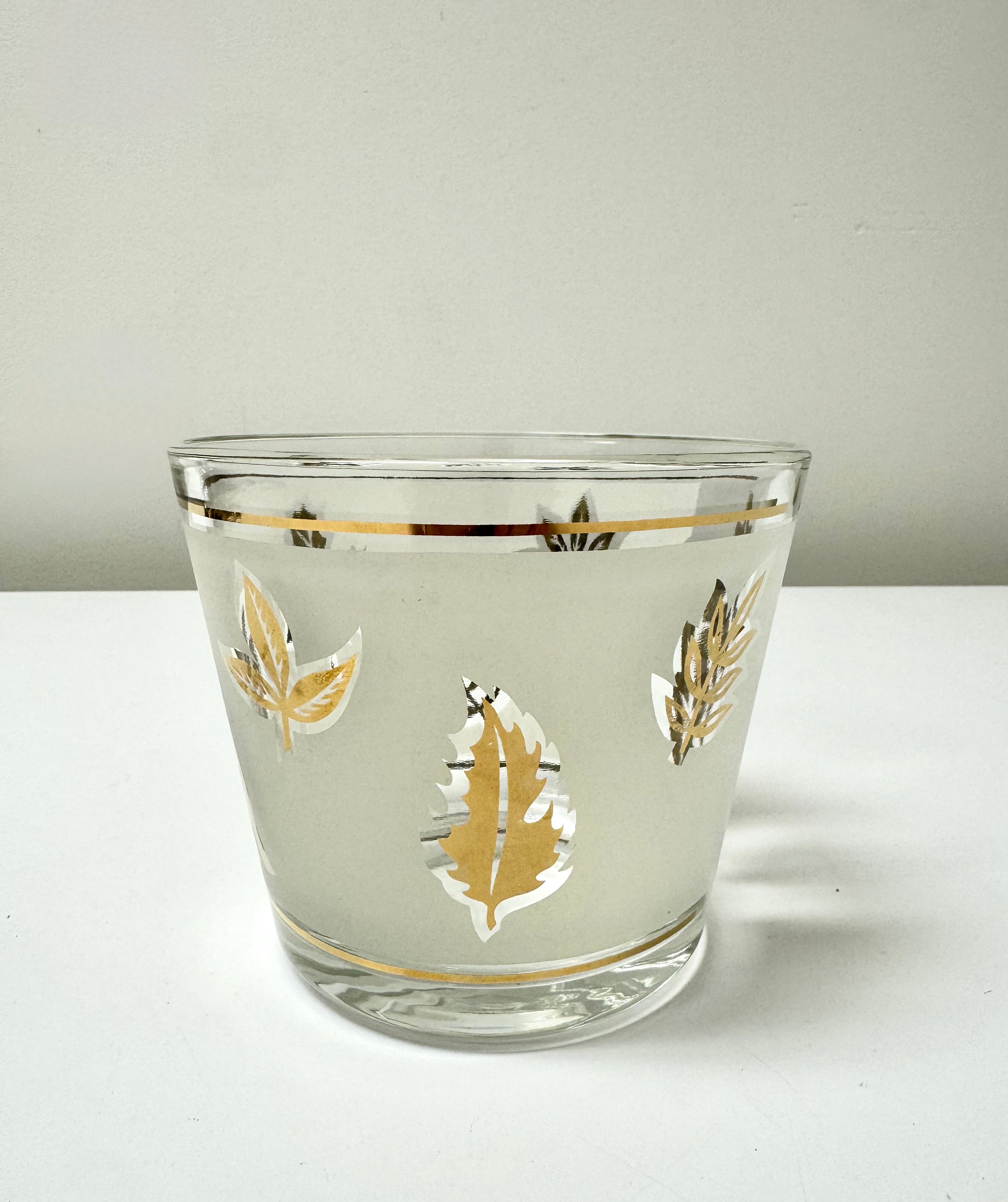 Vintage LIBBEY Gold Leaf Glass Ice Bucket
