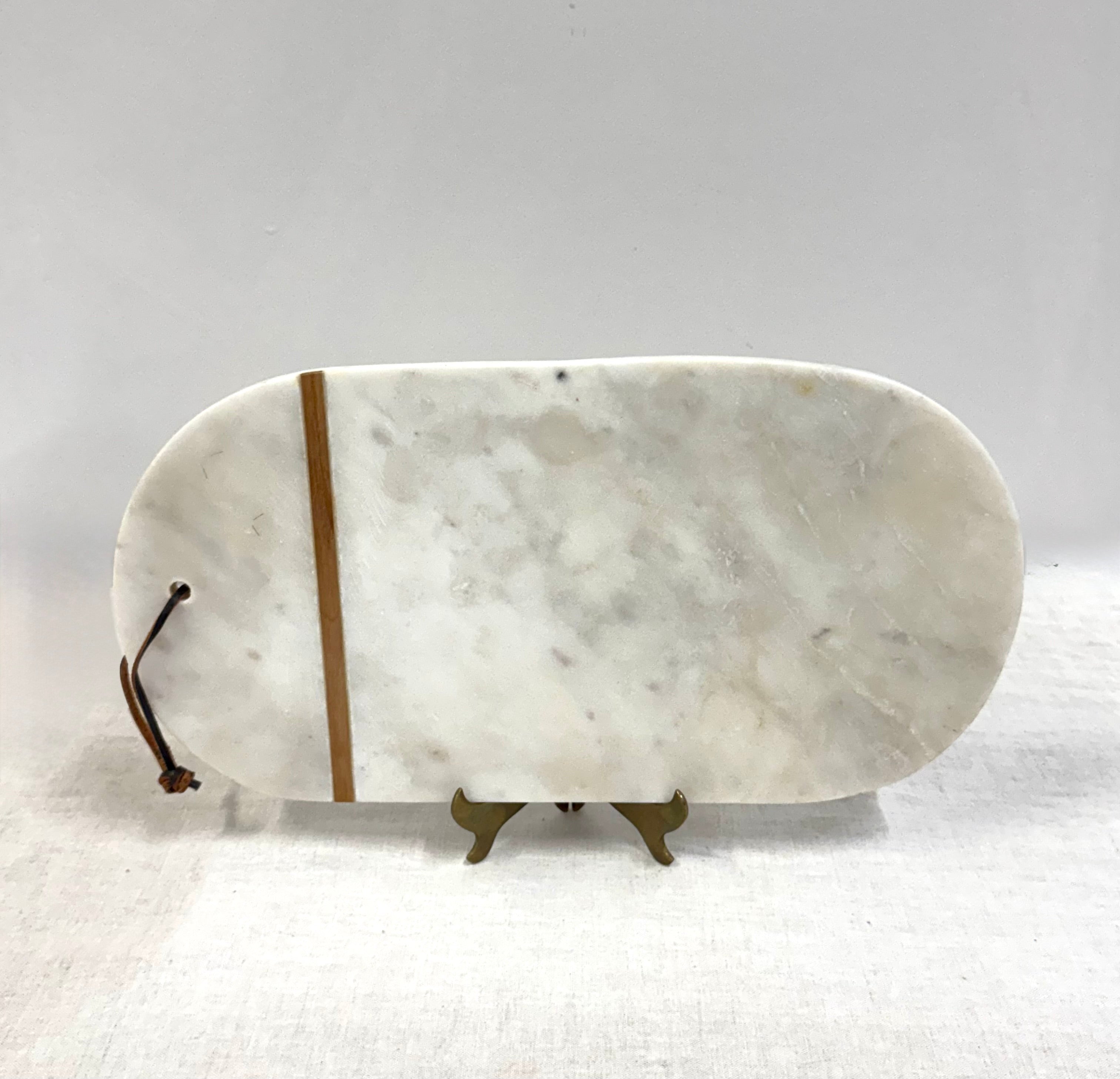 White Marble & Wood Oblong Board
