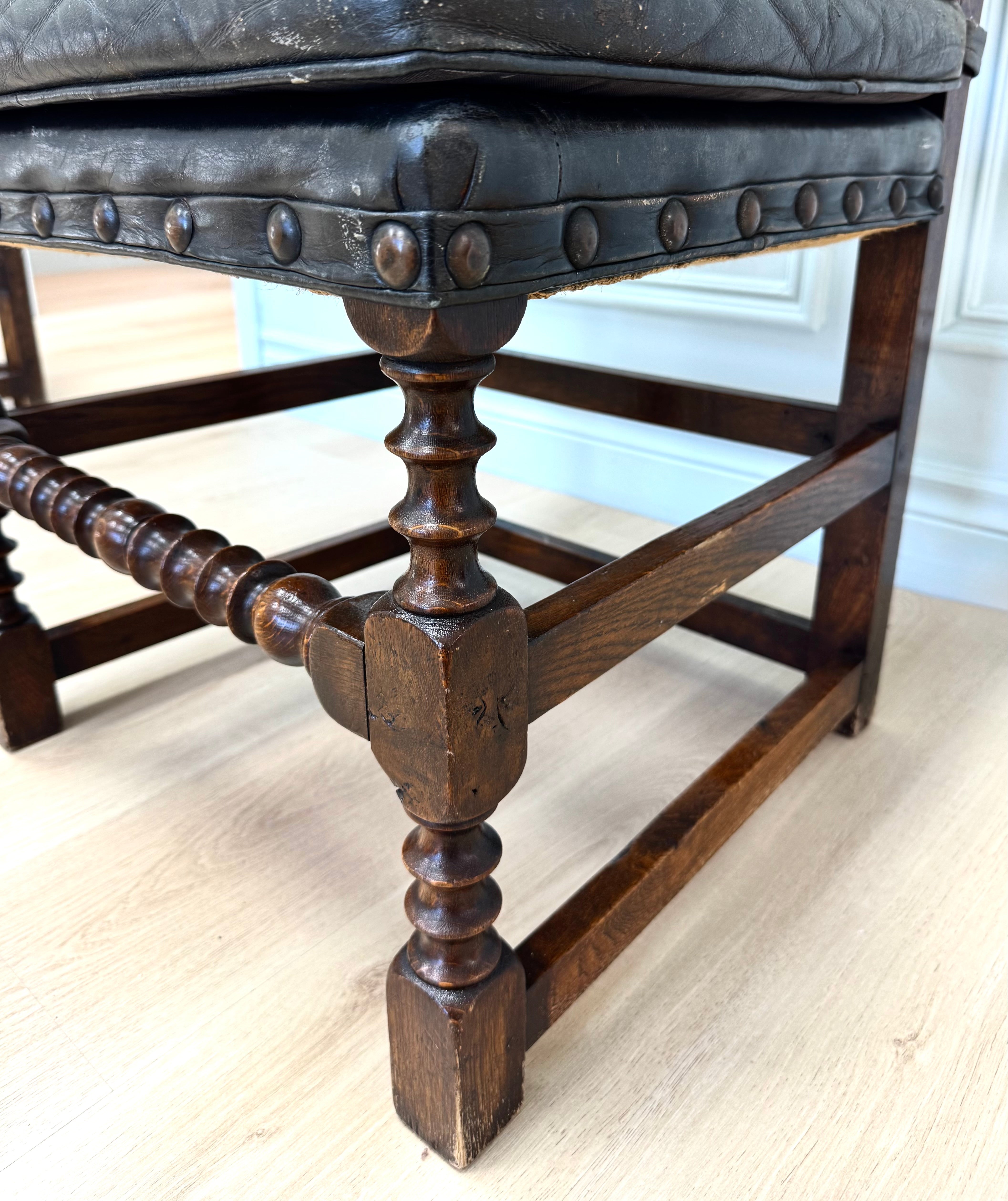Antique 19thC Spanish High-back Chairs Set of 2