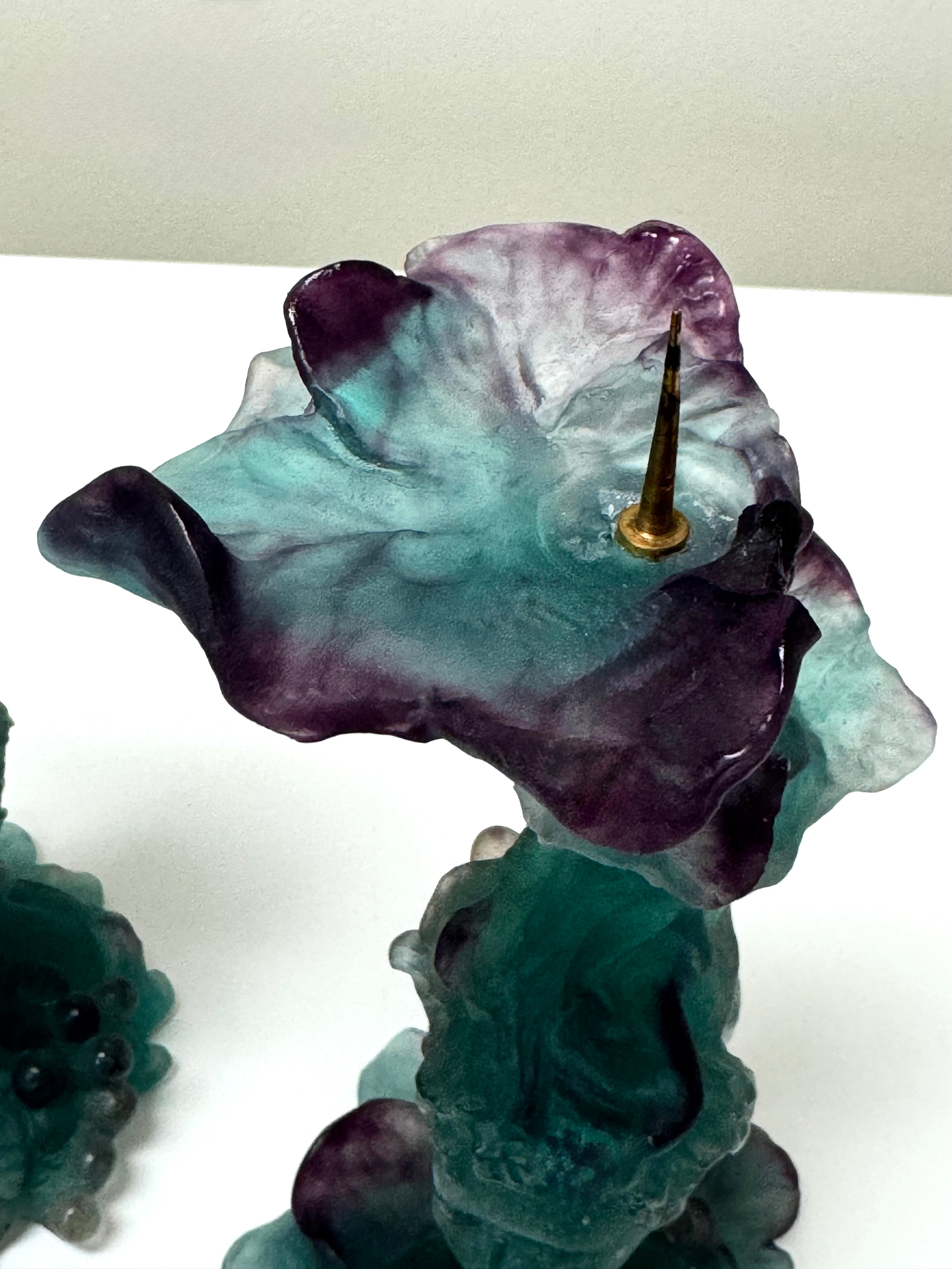 Rare DAUM FRANCE Pate de Verre Bacchus Figural Candle Holders Set of 2