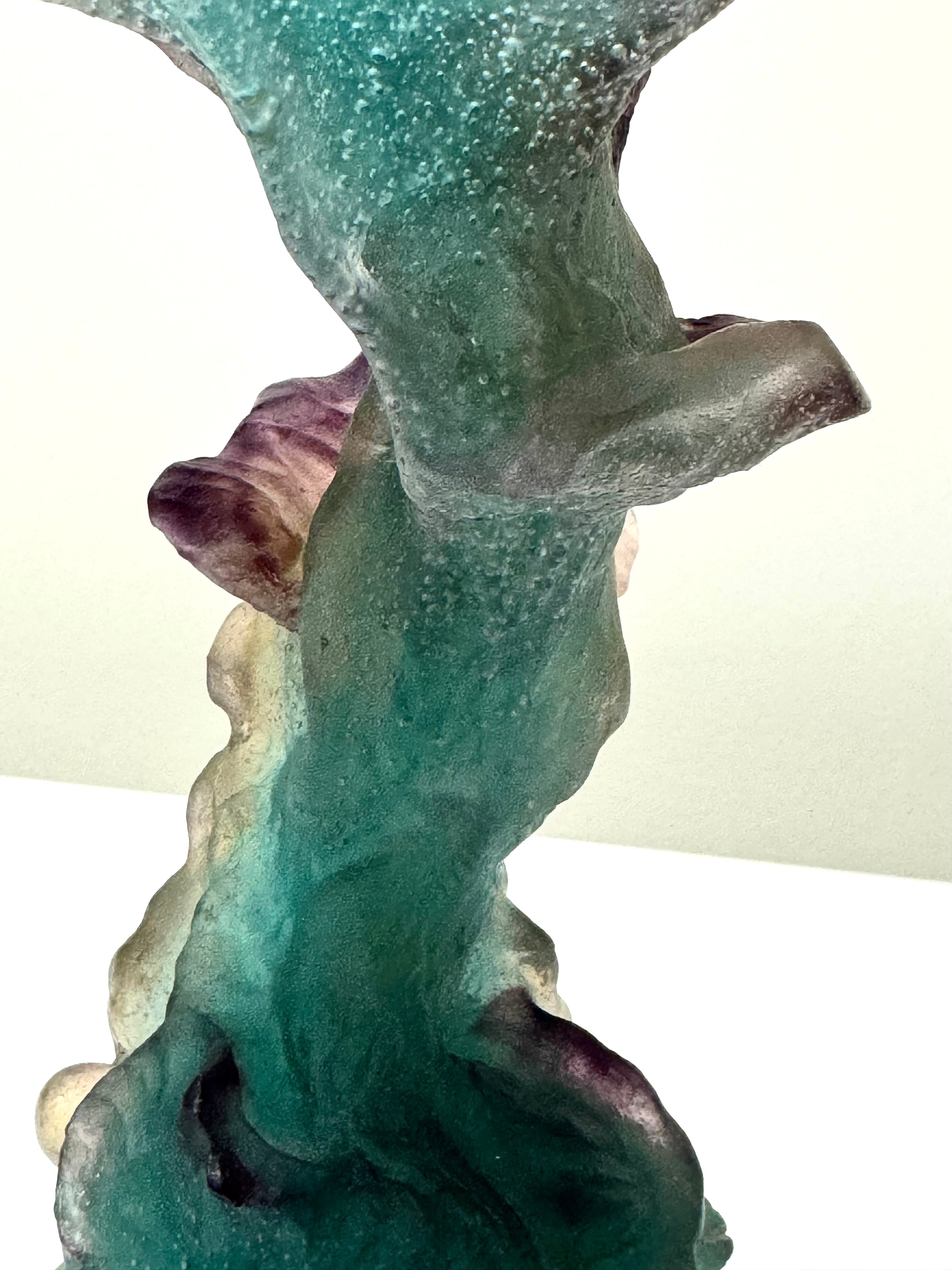 Rare DAUM FRANCE Pate de Verre Bacchus Figural Candle Holders Set of 2