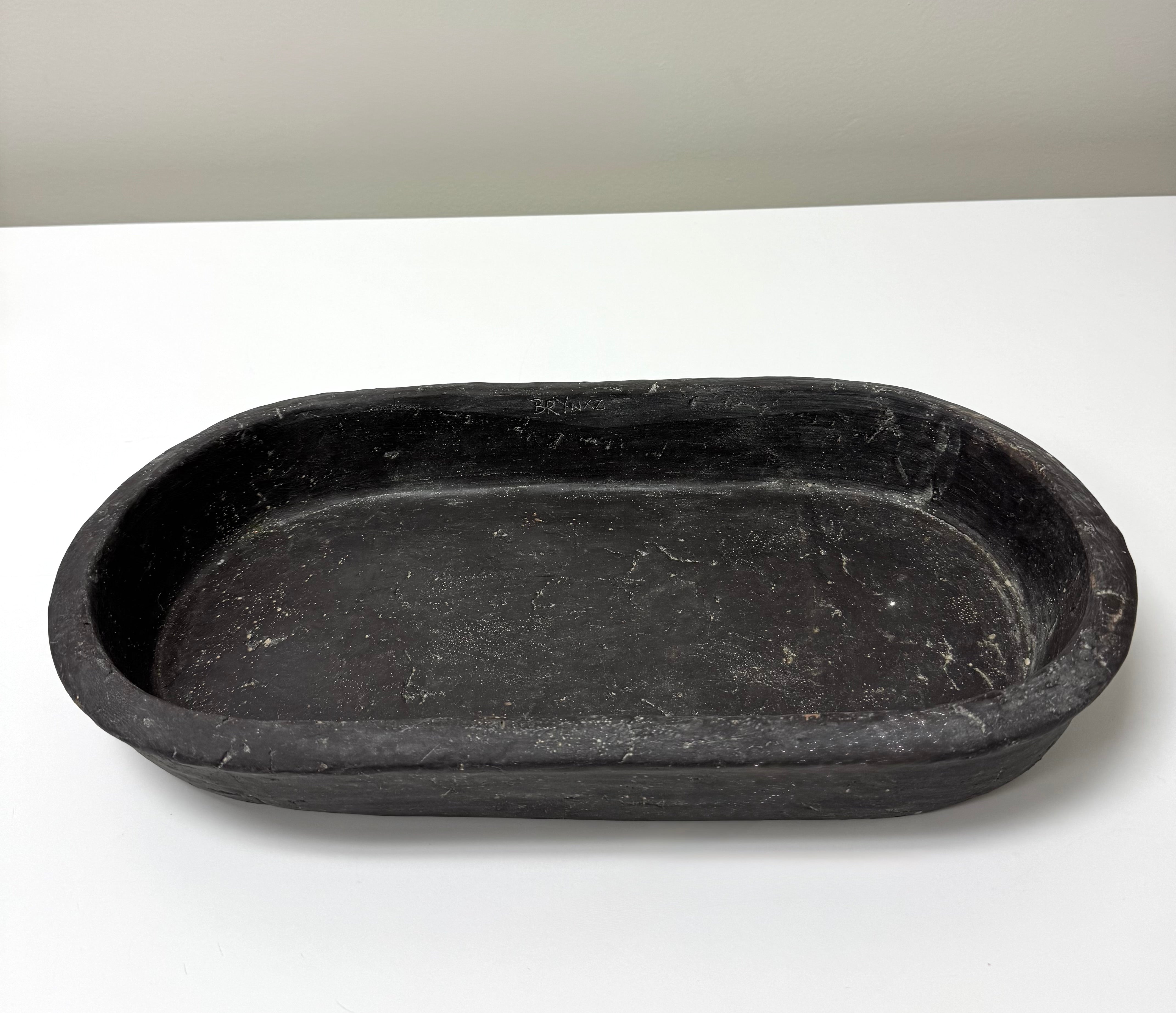 BRYNXZ Dark Gray Concrete Oblong Bowl
