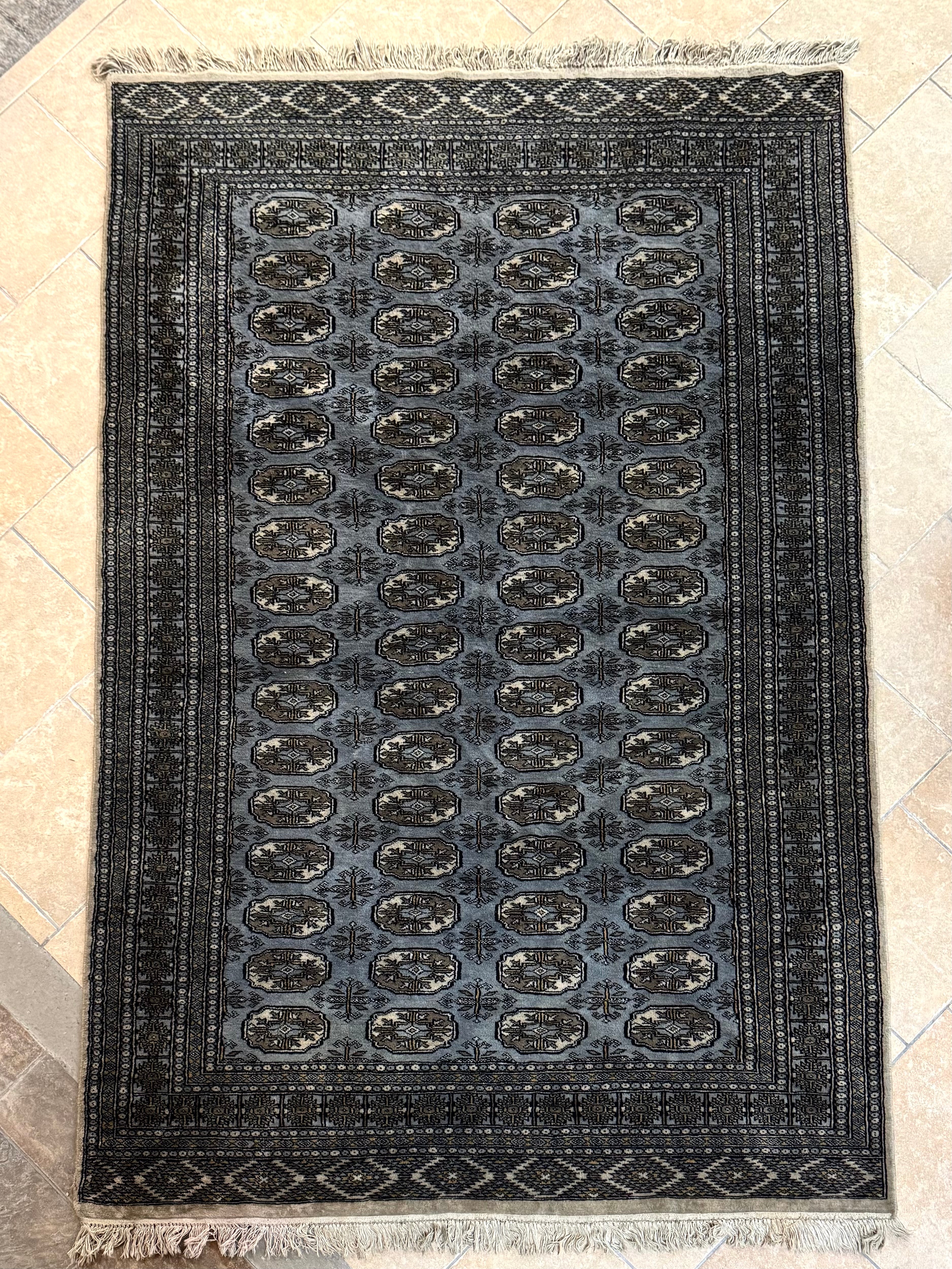 Blue Bokhara 5'-1" x 7'-9" Rug