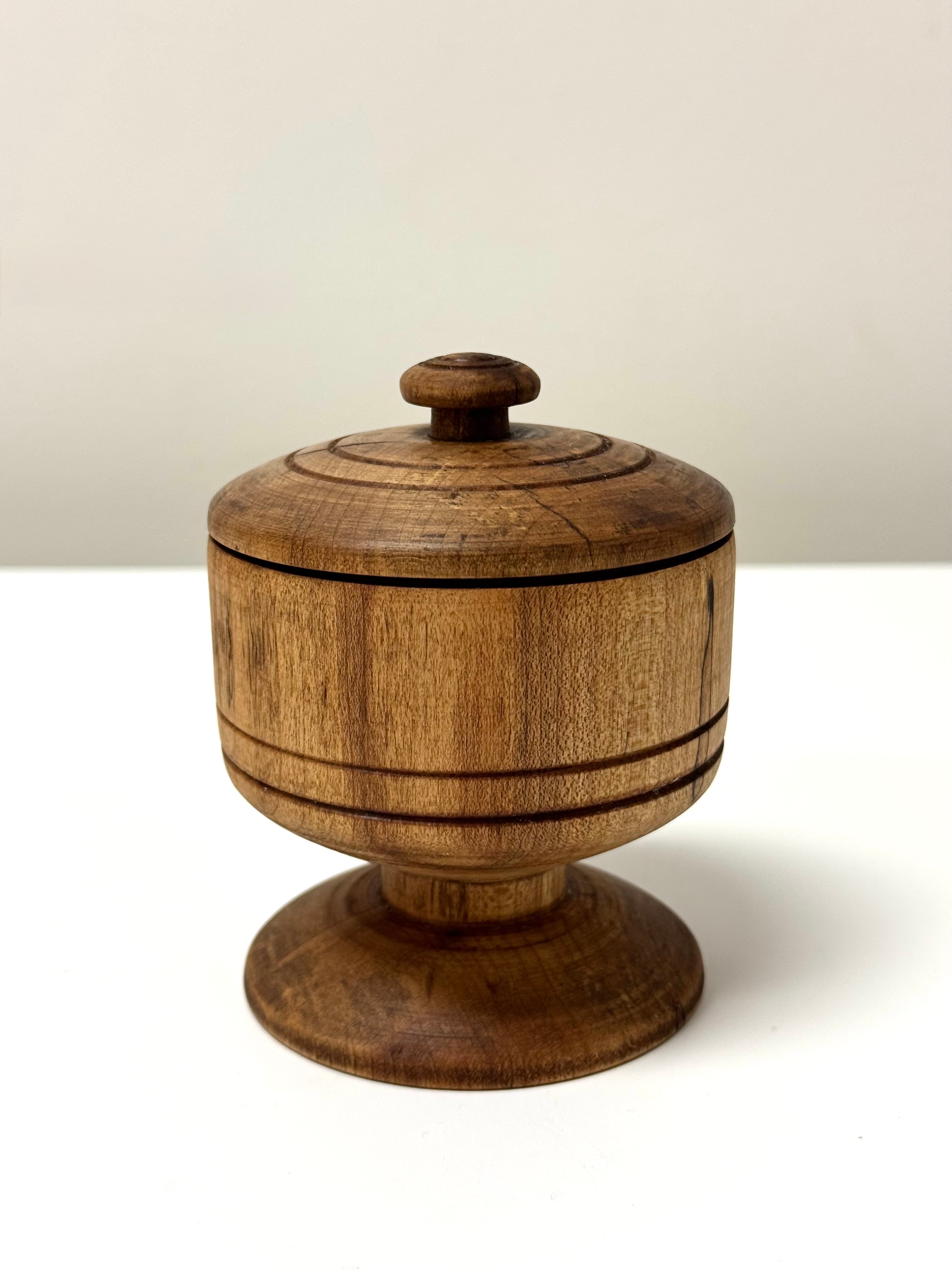 Wooden 3-1/2" Footed Bowl with Lid