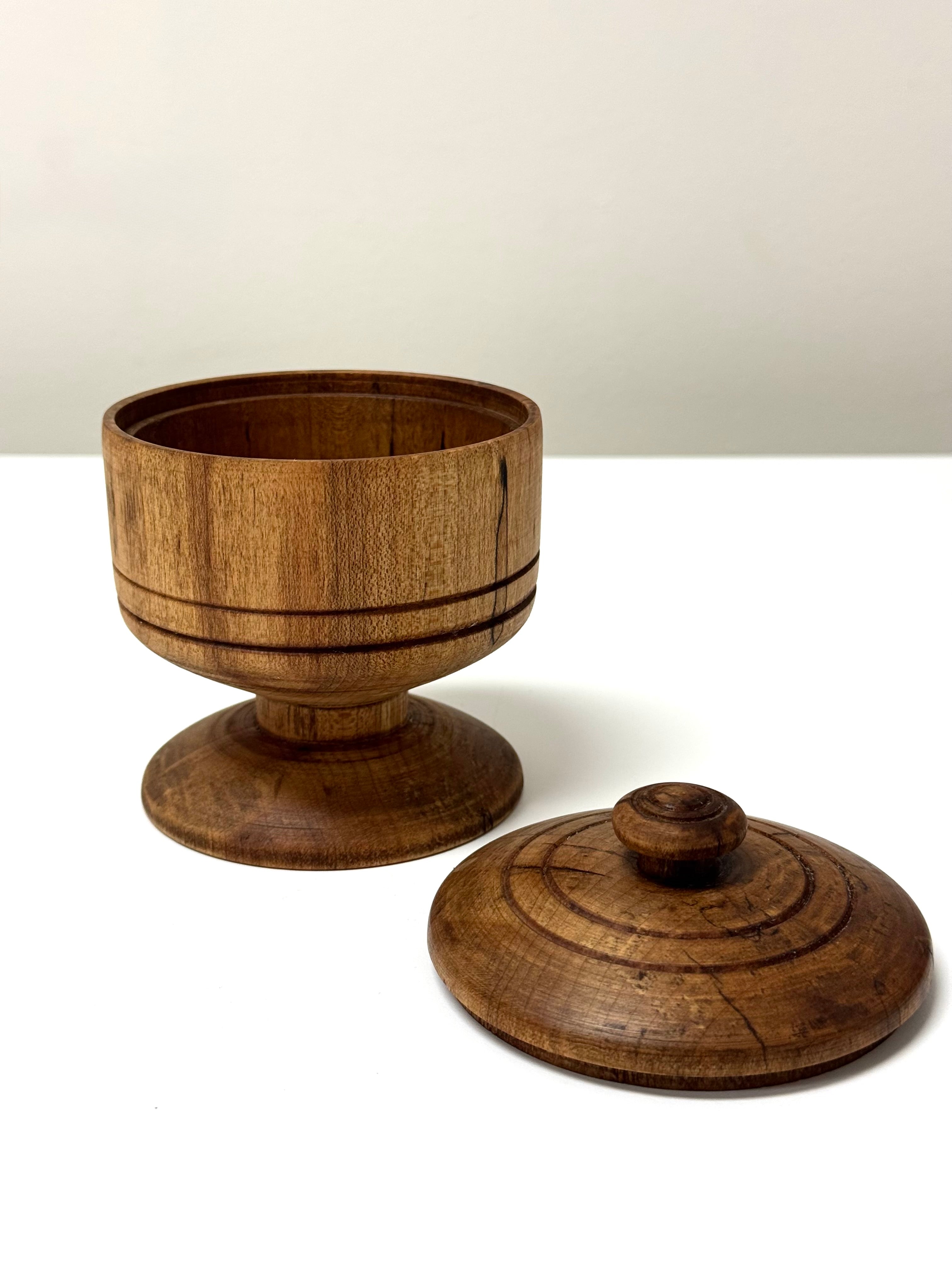 Wooden 3-1/2" Footed Bowl with Lid
