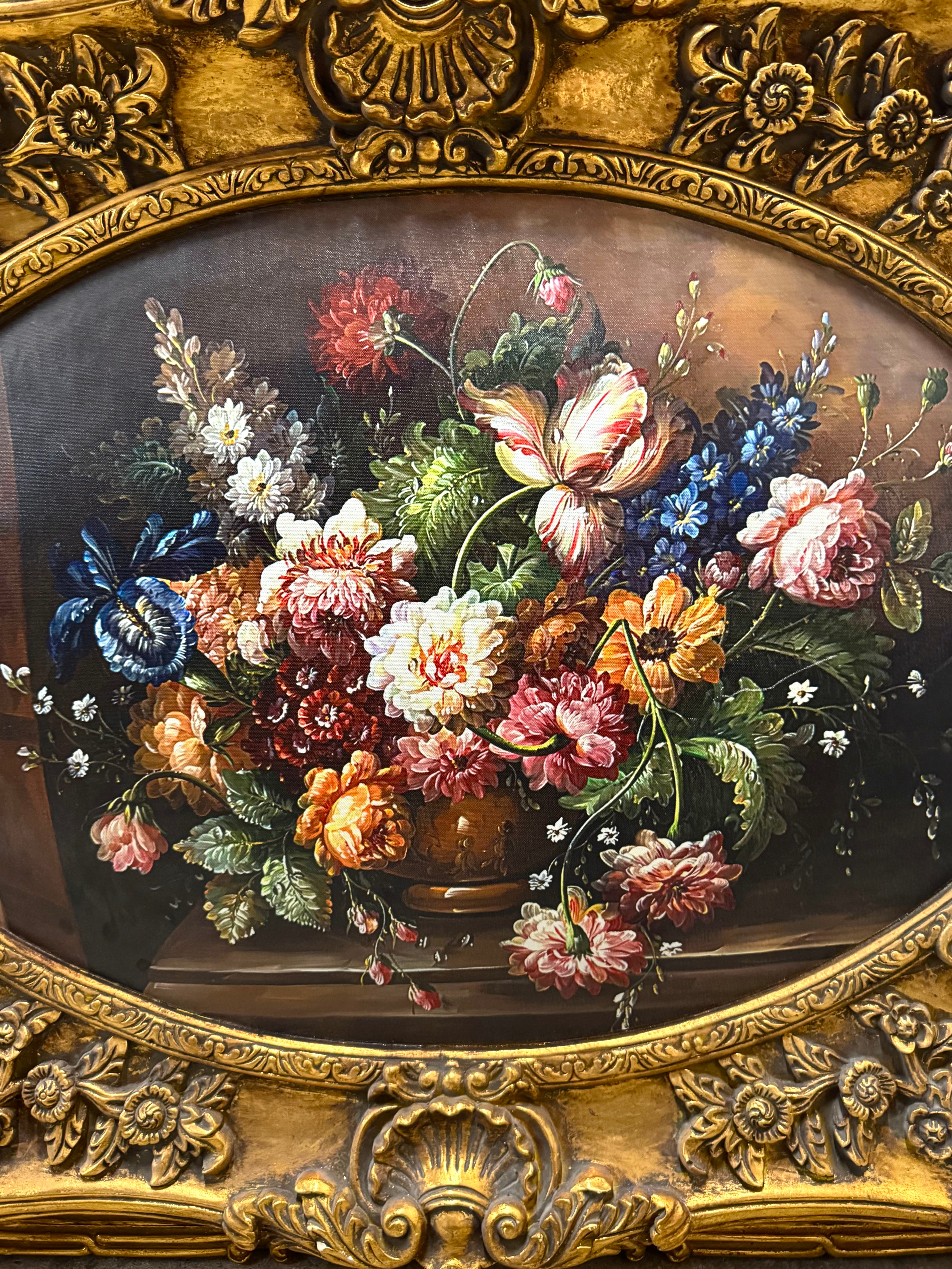 Floral Still Life in Gilded Baroque Frame