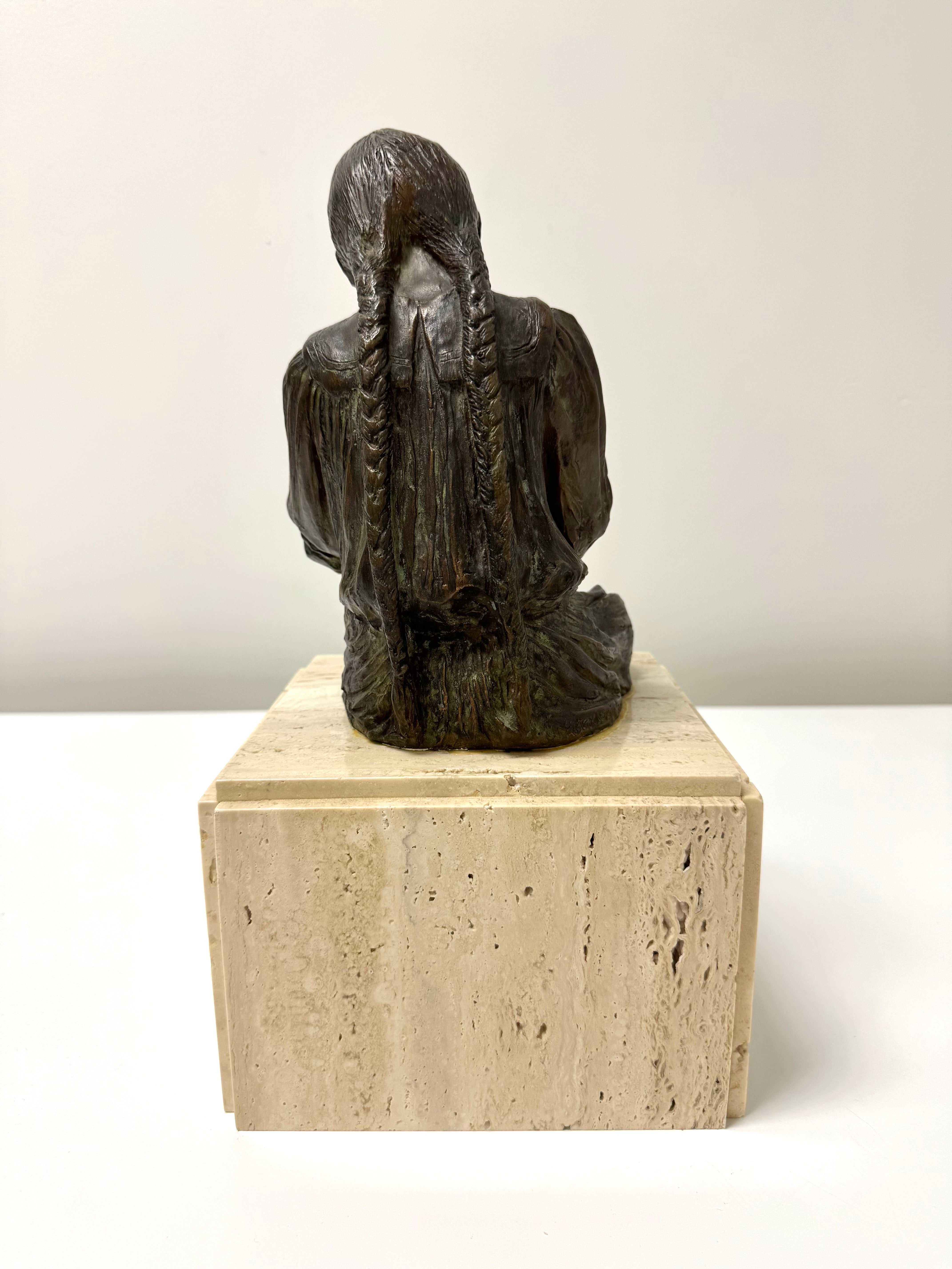 Seated Girl Bronze Sculpture (Signed and Numbered)