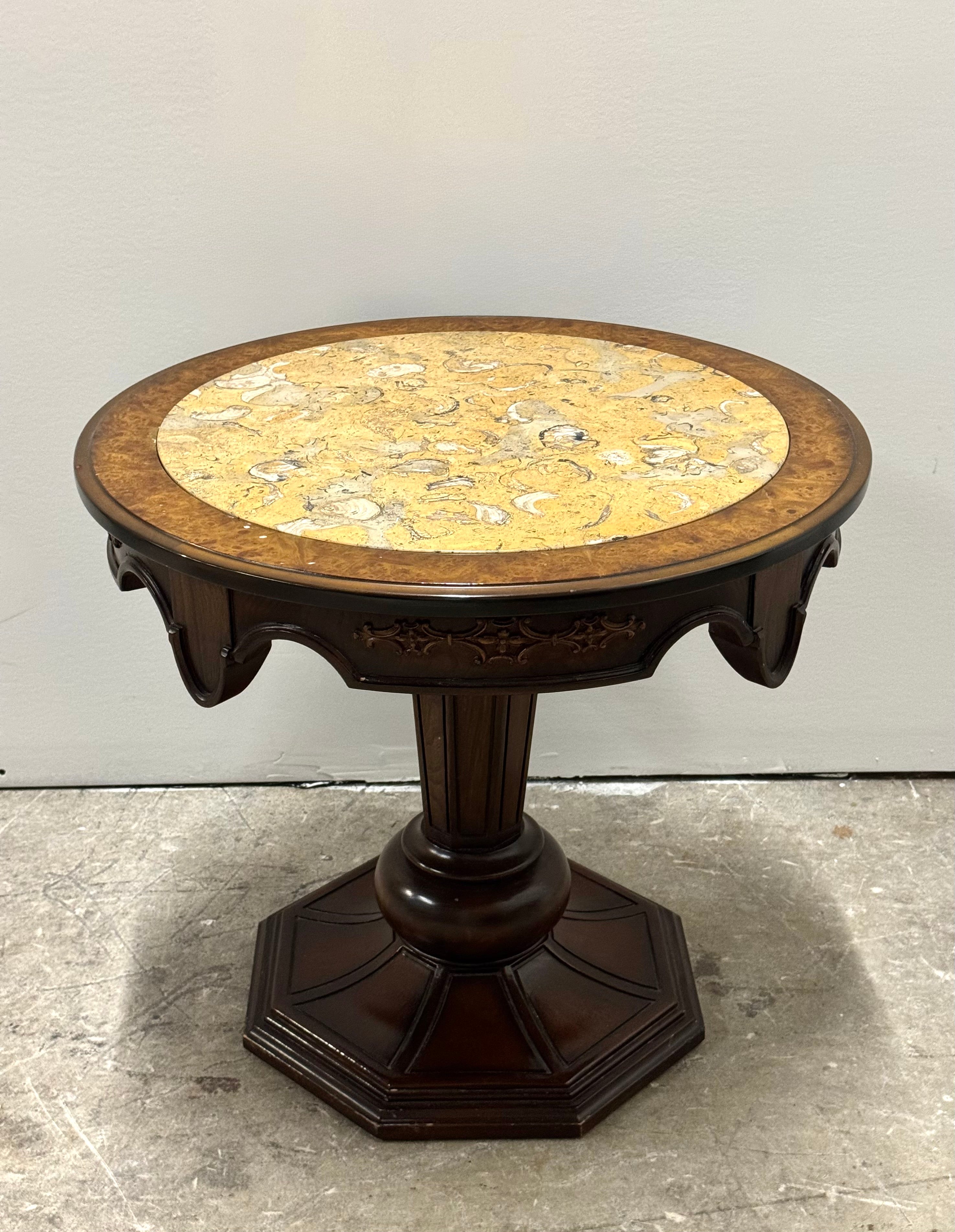 Abstract Marble-top Side Table