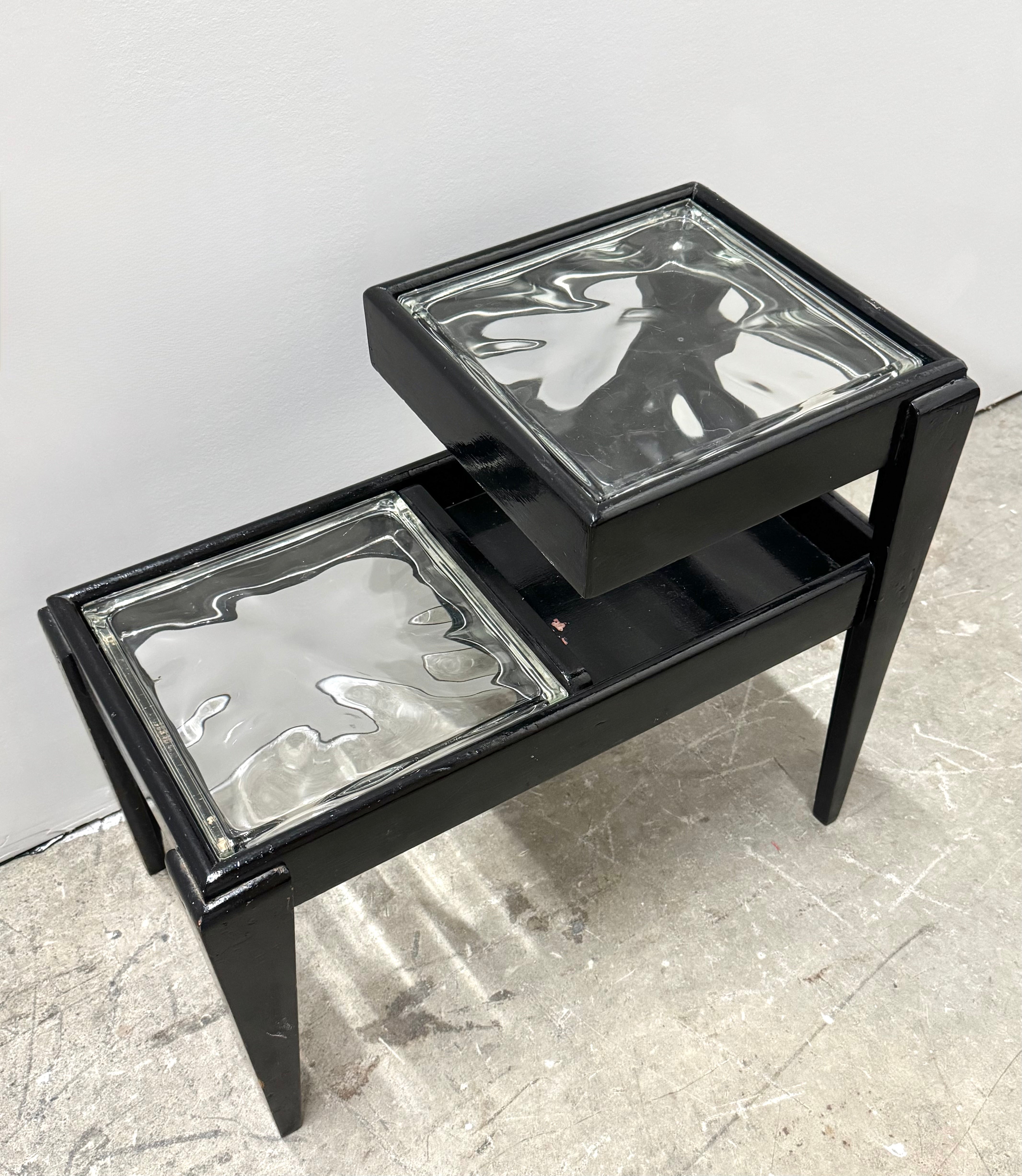 Industrial Loft Glass-block Side Table