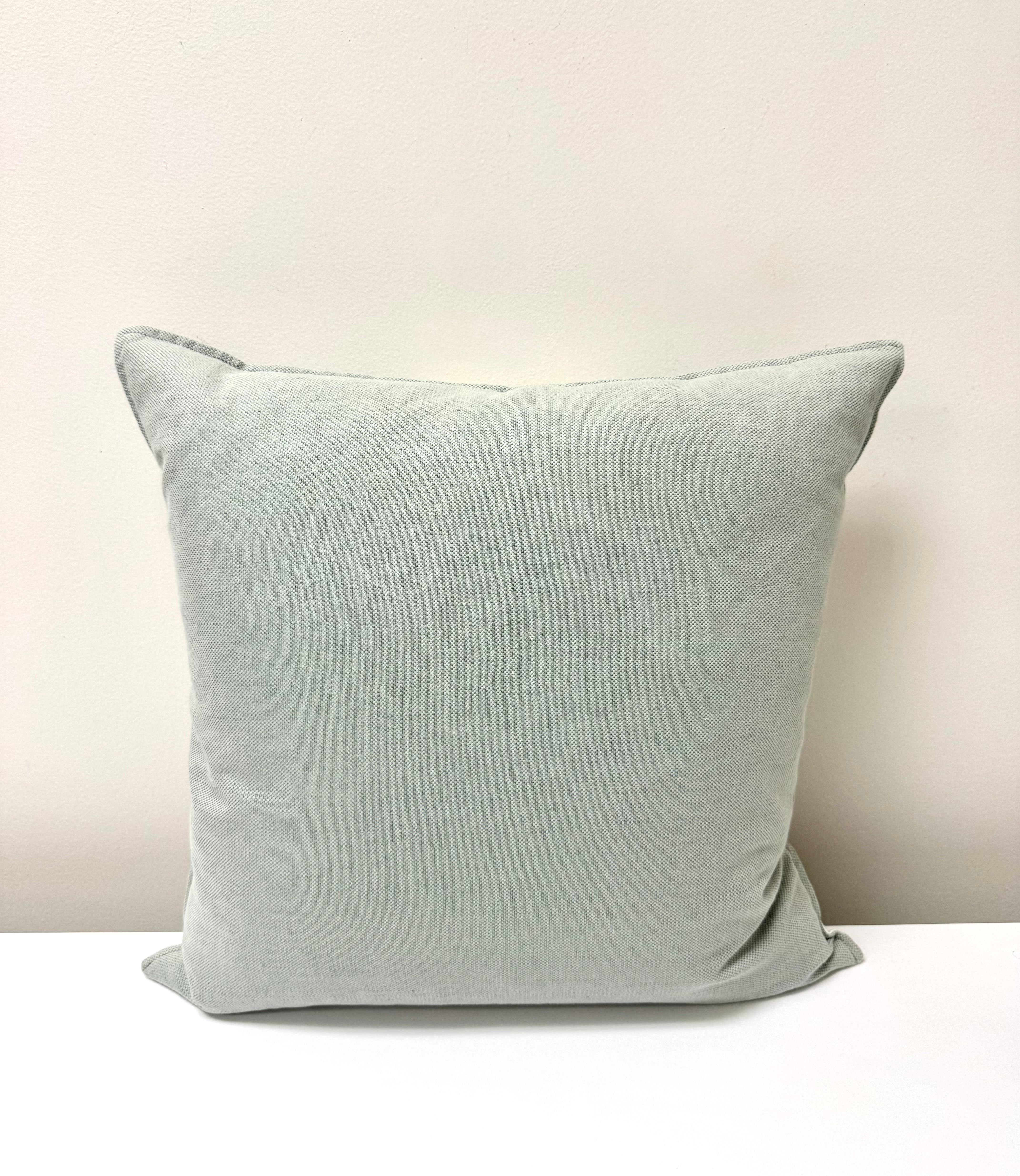 Light Sage & White Floral Medallion 20" Pillow