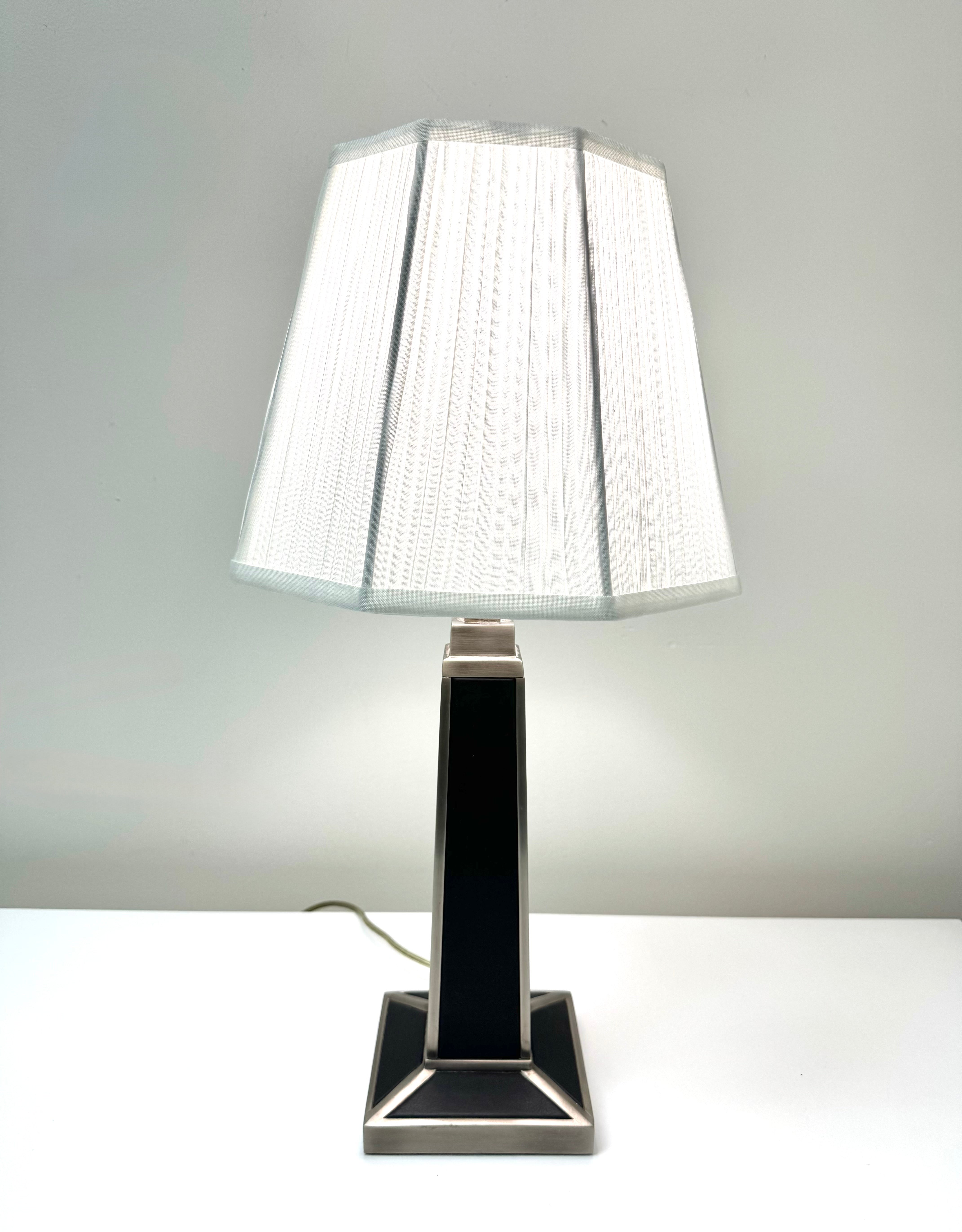 RESTORATION HARDWARE Black Leather Obelisk Lamp