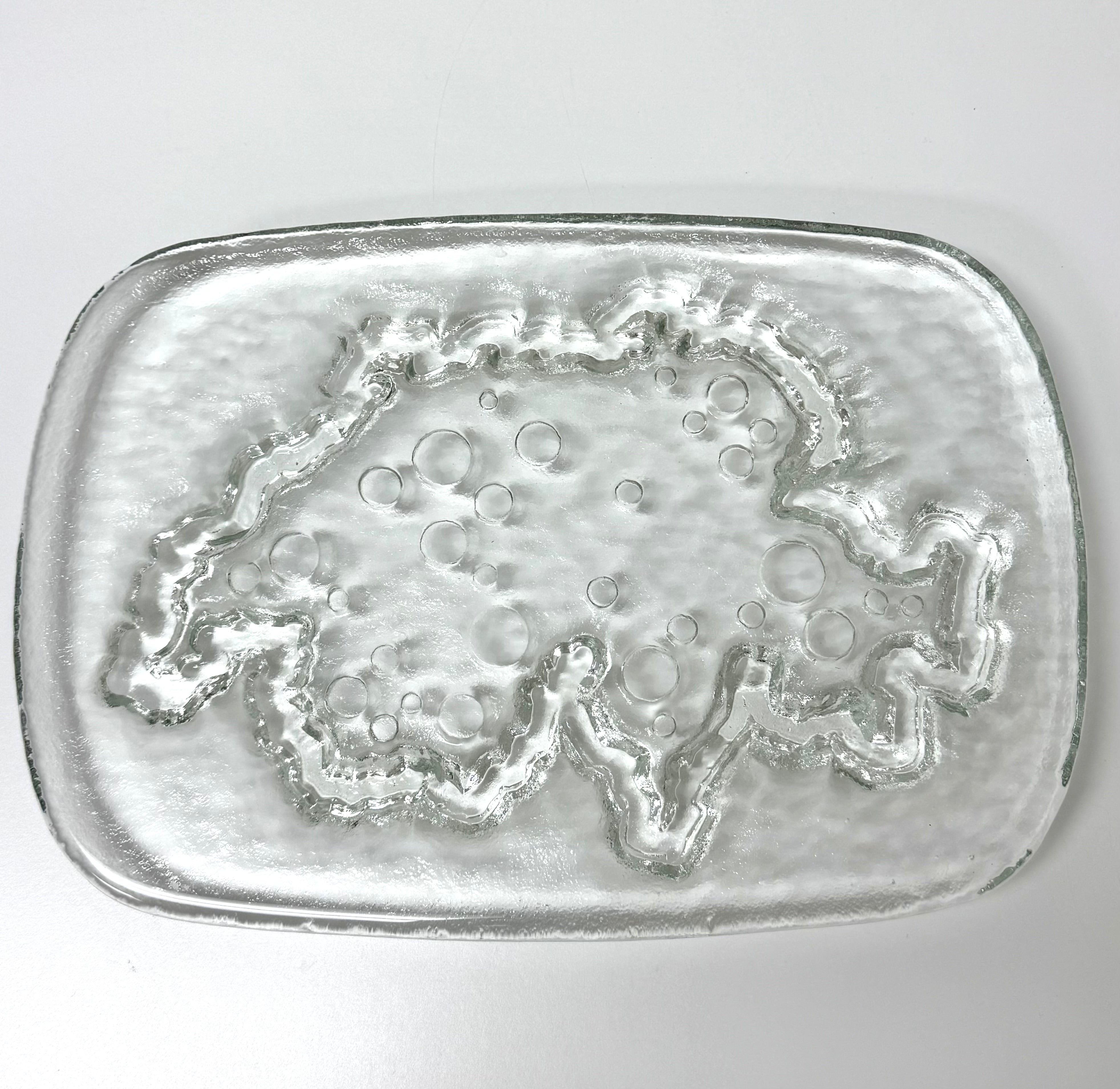 GLASI HERGISWIL Switzerland Map Glass Cheese Board