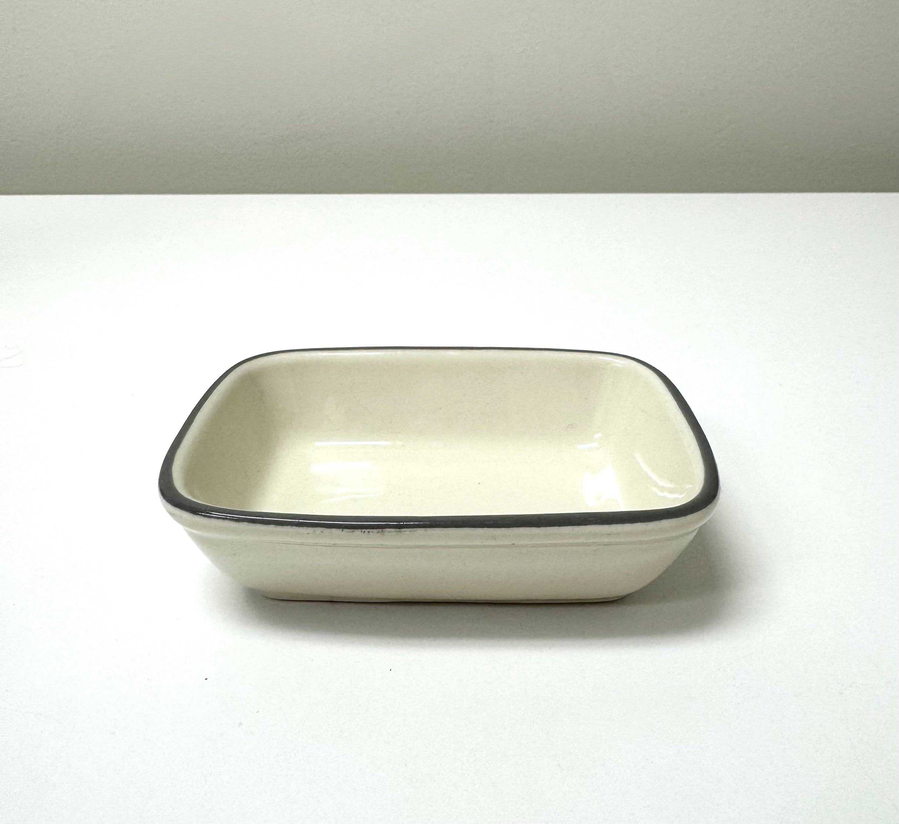 Small Cream Dish with Gray Rim