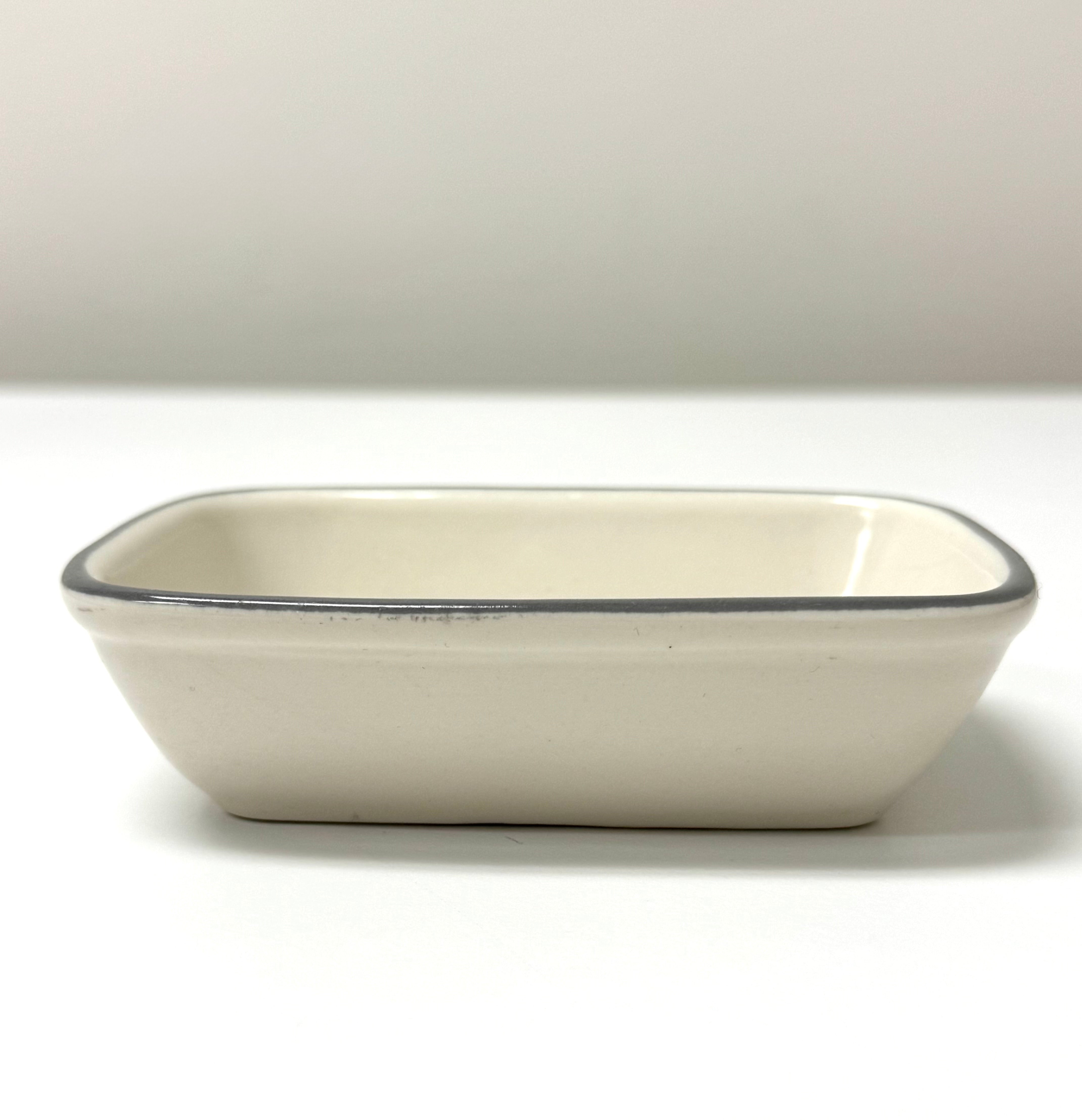 Small Cream Dish with Gray Rim