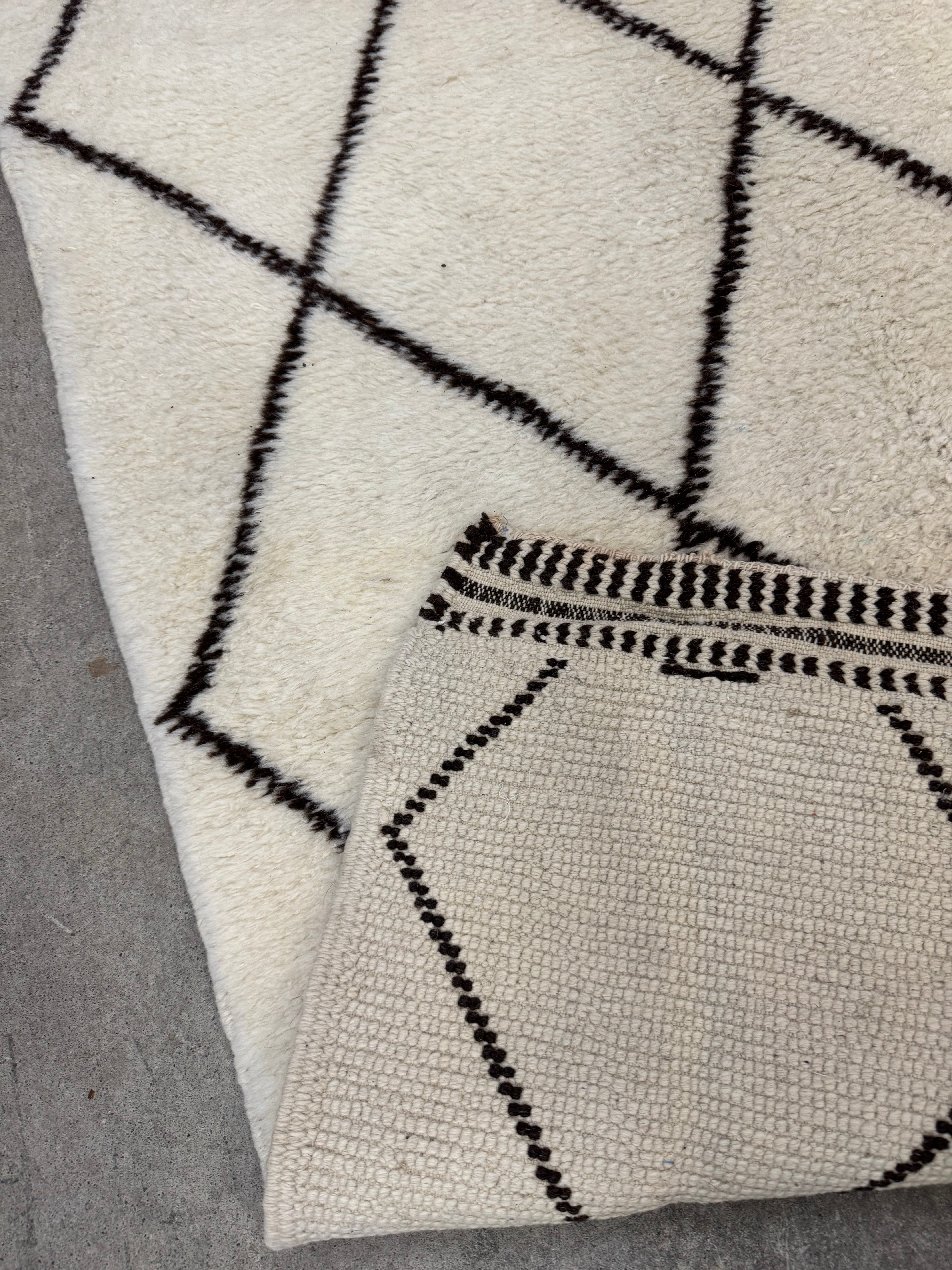 Moroccan Beni Ourain Ivory & Brown 3' x 15' Runner