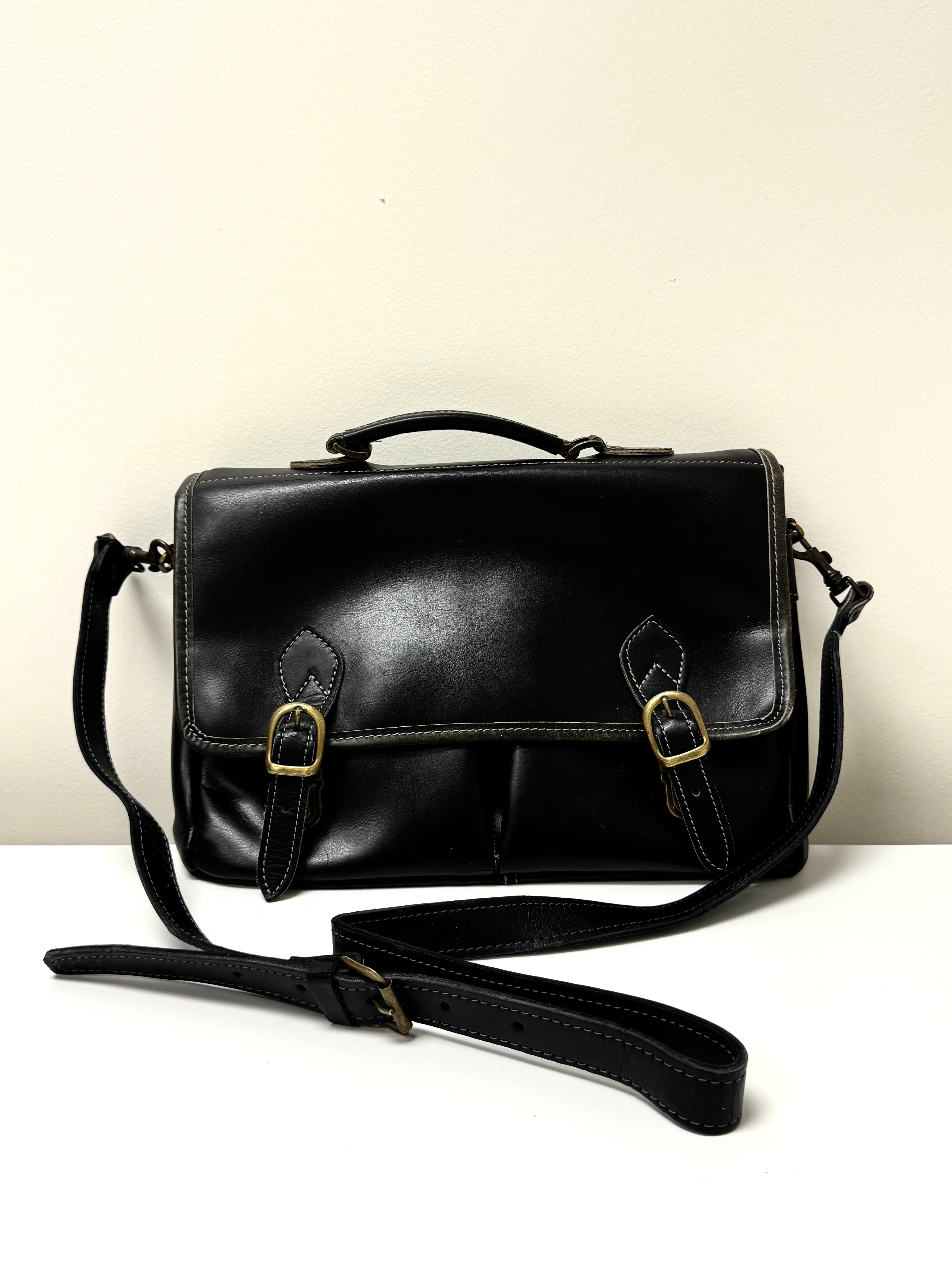 Black Leather Messenger Bag