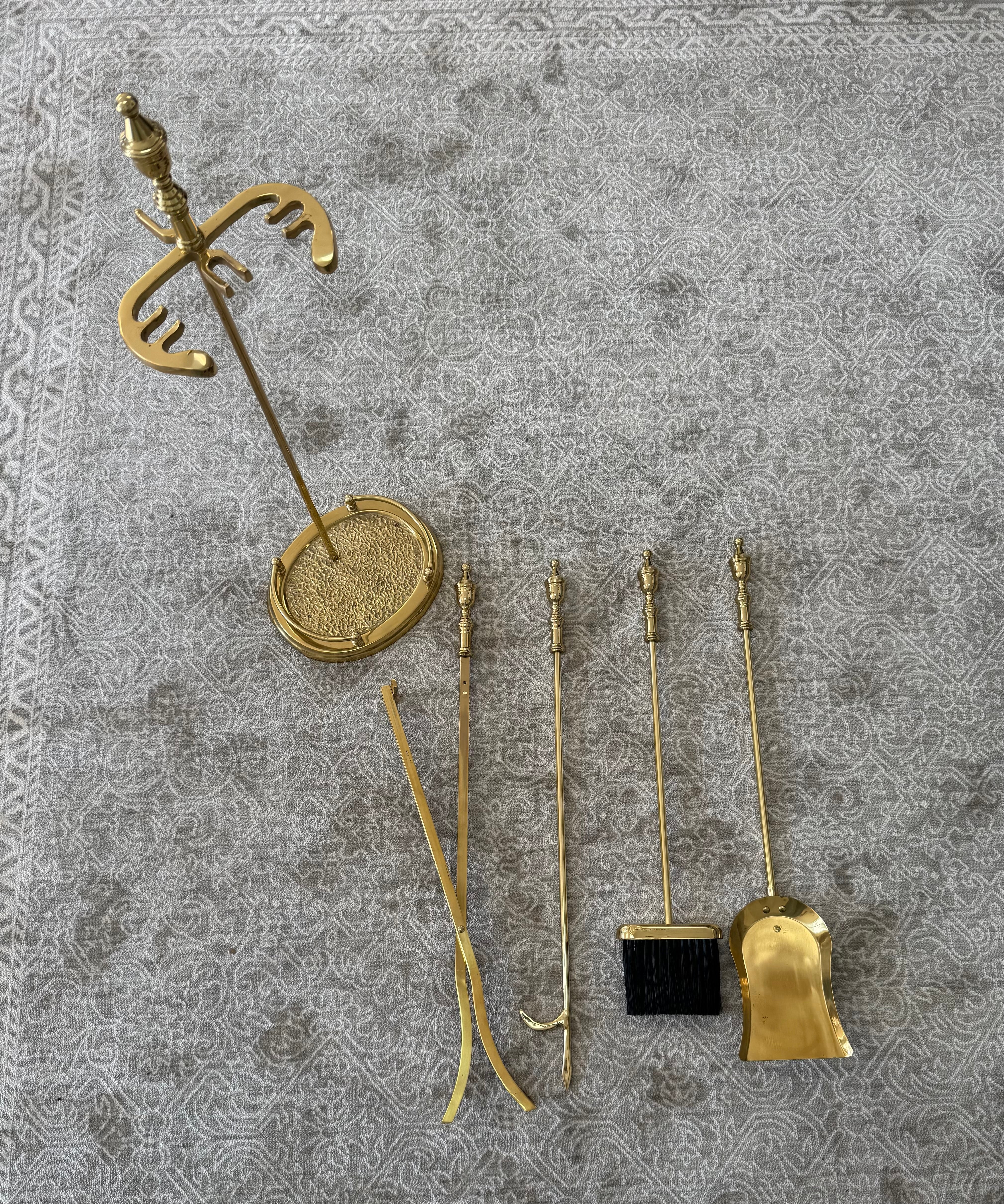 Vintage Brass Fireplace Tool Set