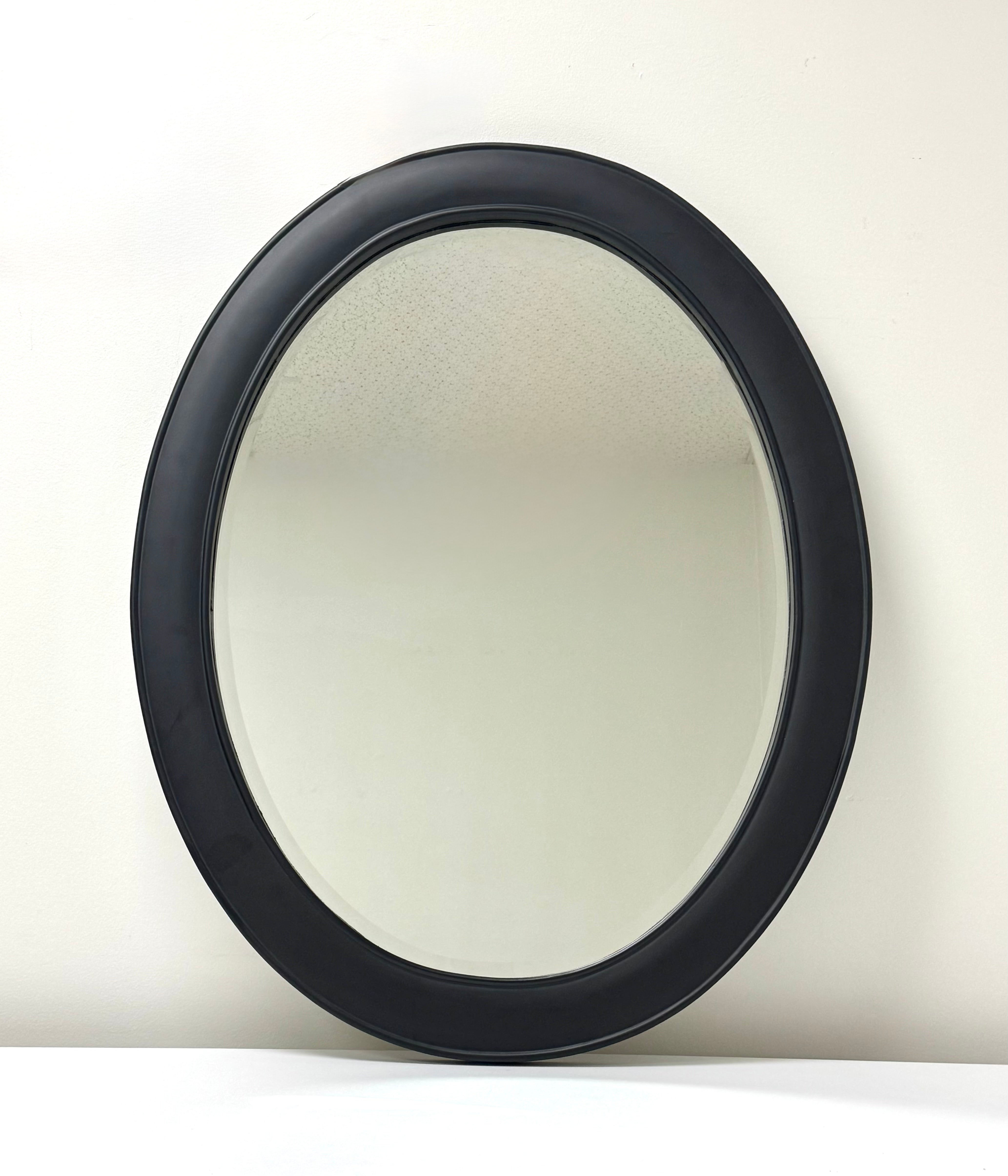 Black Wood Oval Mirror