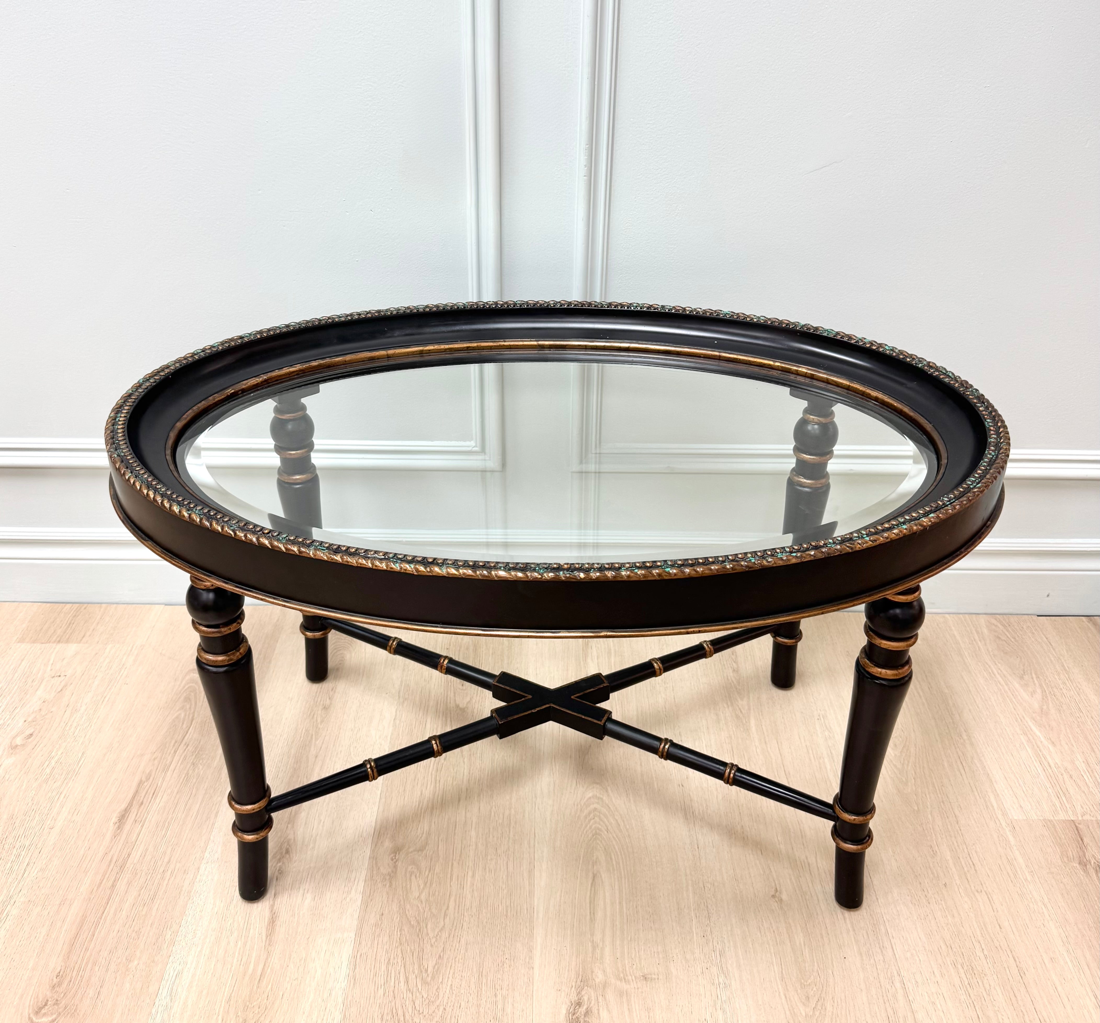 Satin Black Oval Coffee Table