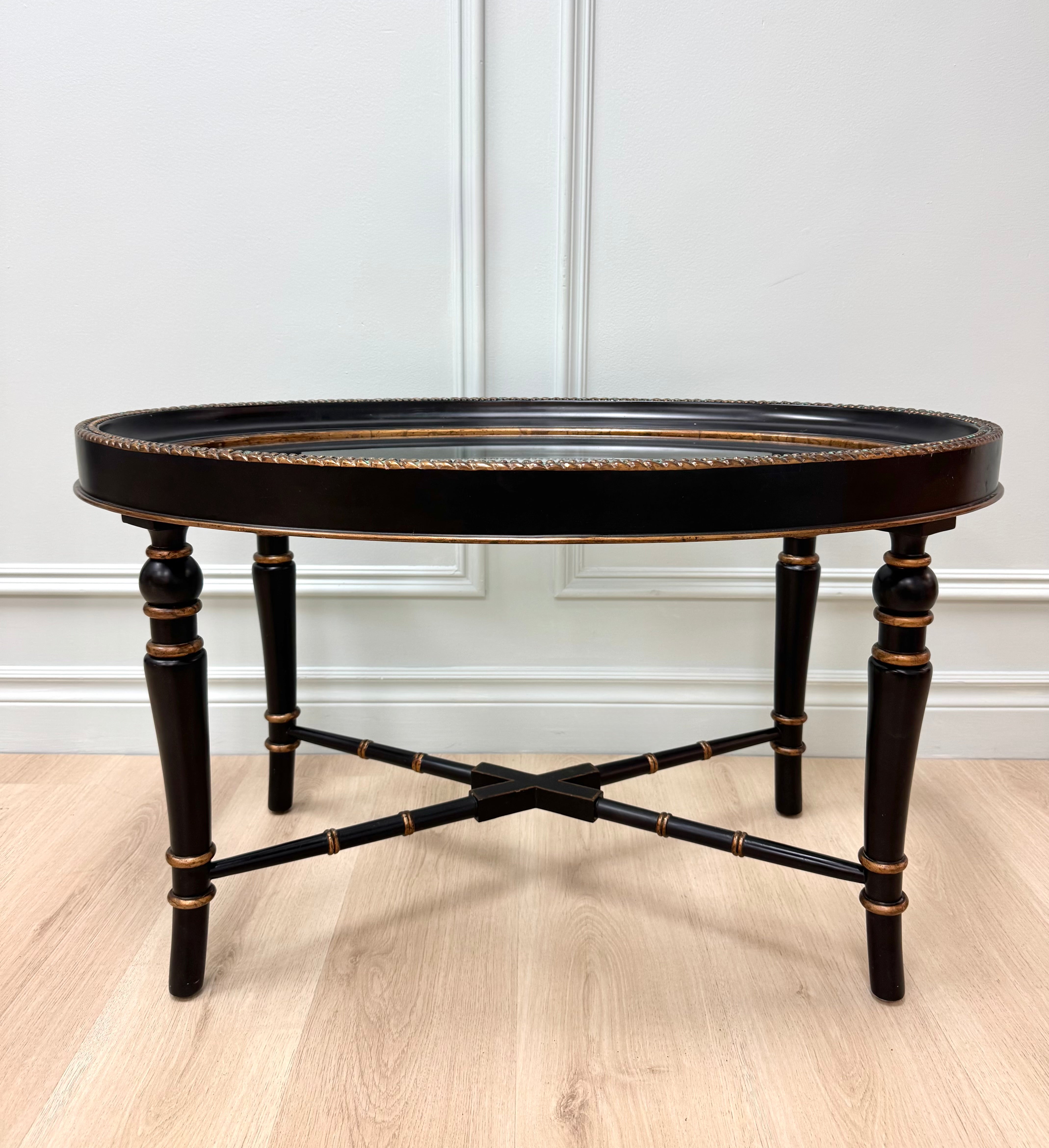 Satin Black Oval Coffee Table