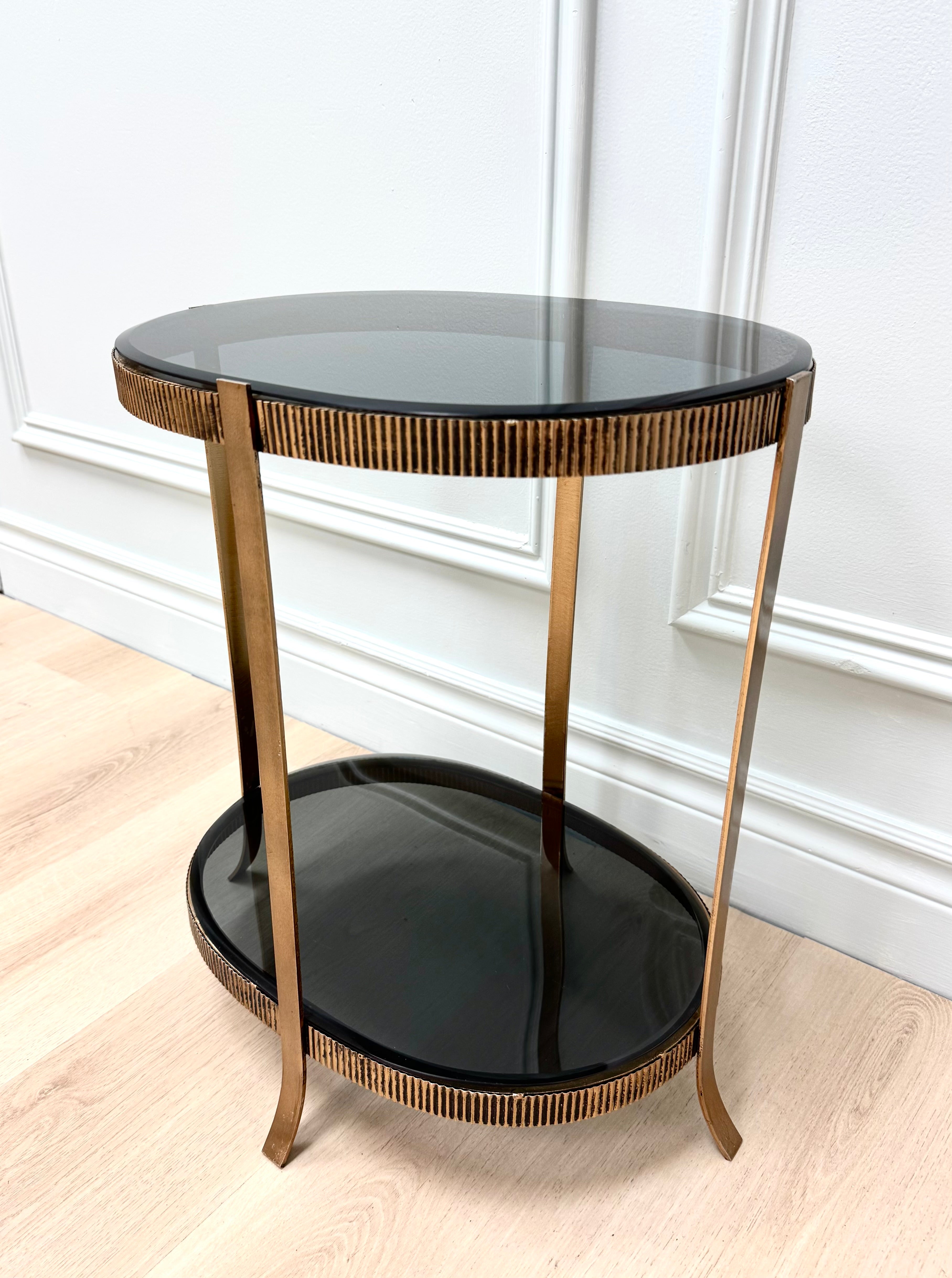 Aged Brass Fluted Side Table