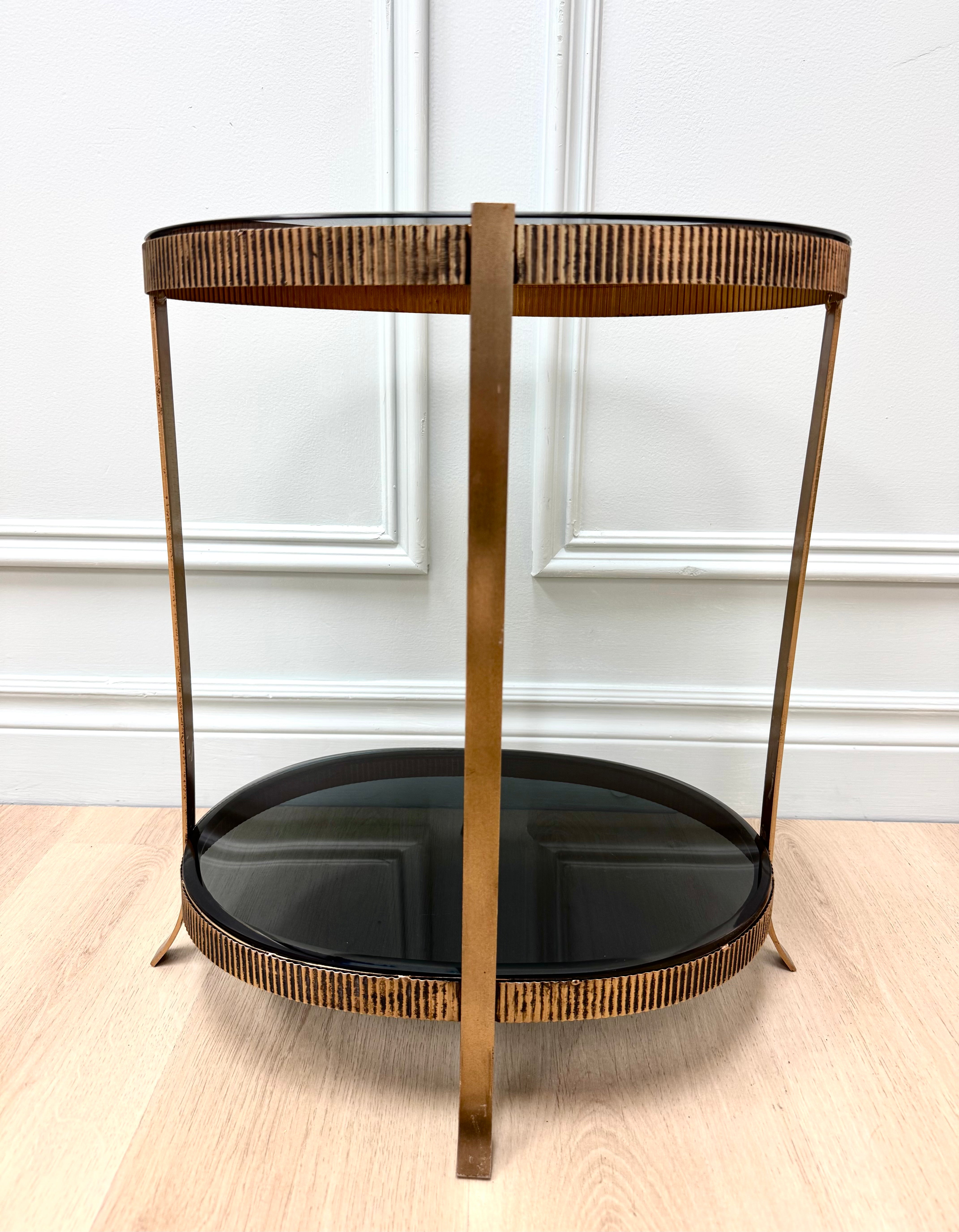 Aged Brass Fluted Side Table