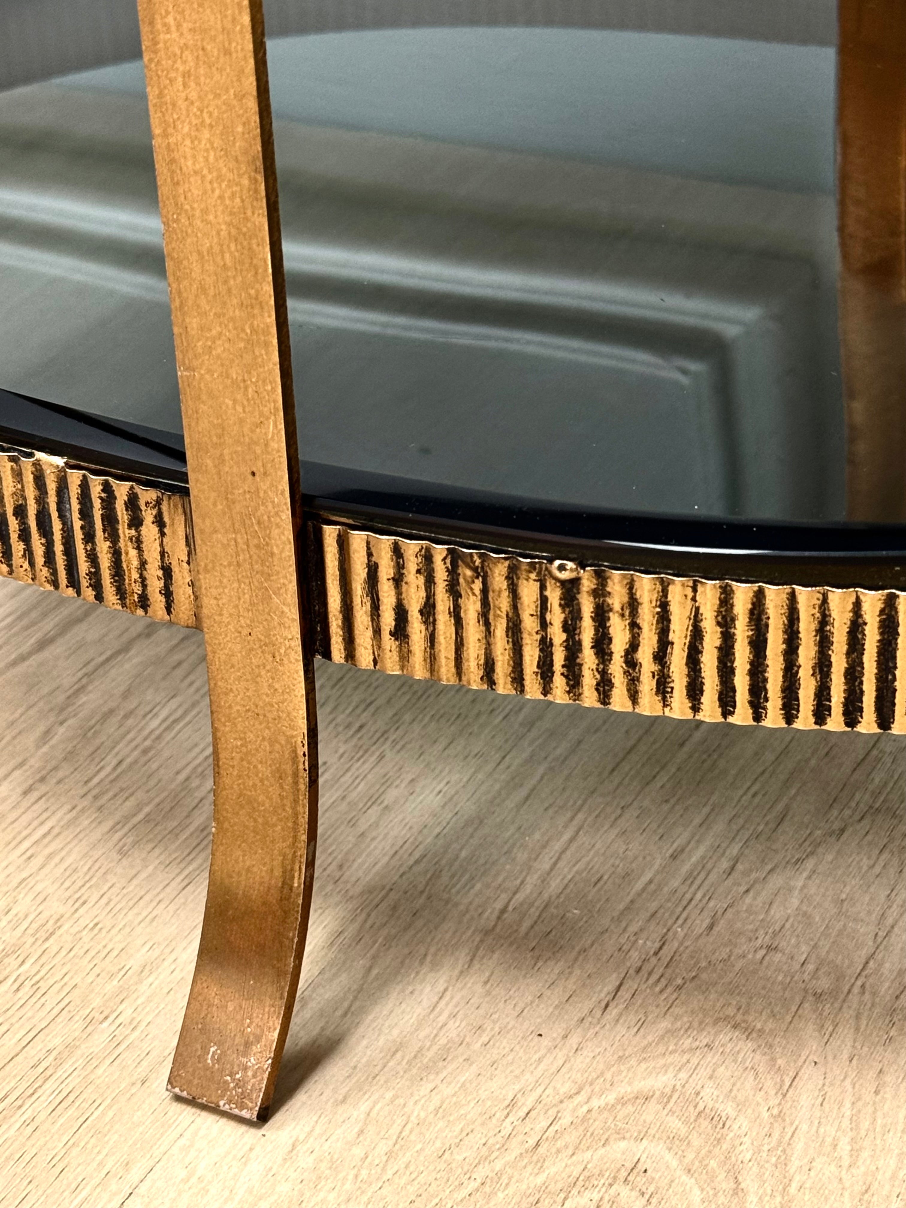 Aged Brass Fluted Side Table