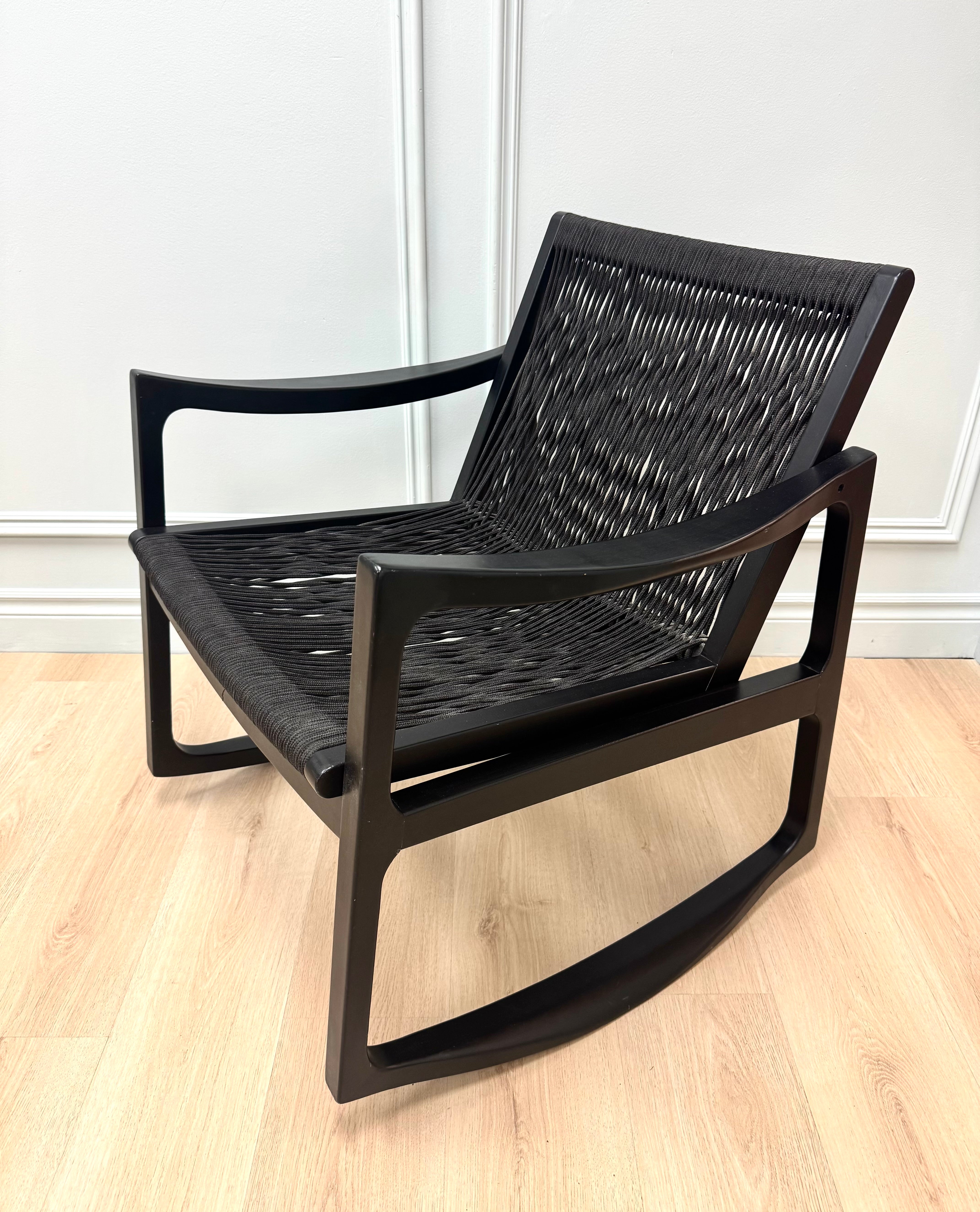 EUVIRA Black Woven Rope Rocking Chair
