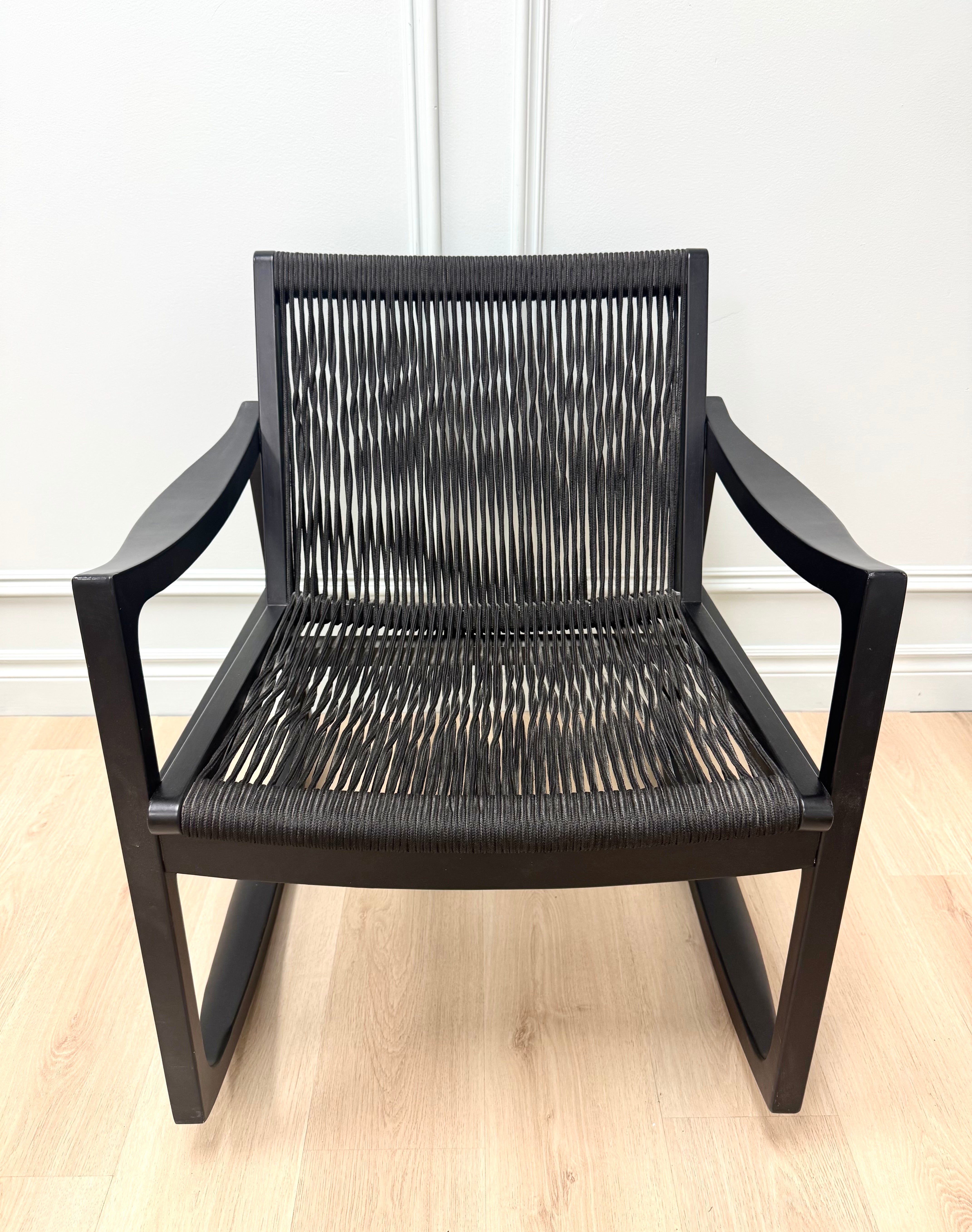 EUVIRA Black Woven Rope Rocking Chair
