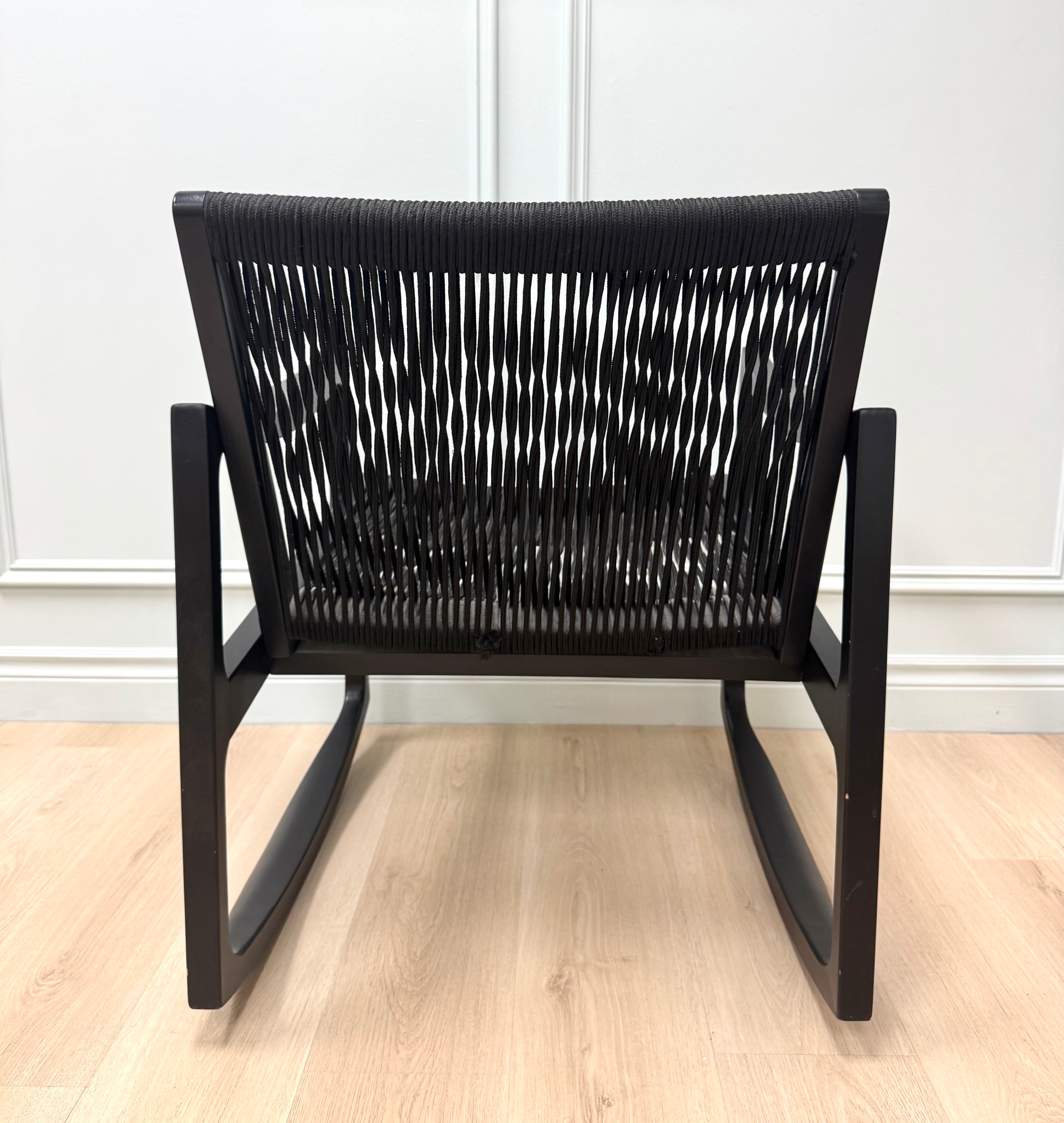 EUVIRA Black Woven Rope Rocking Chair