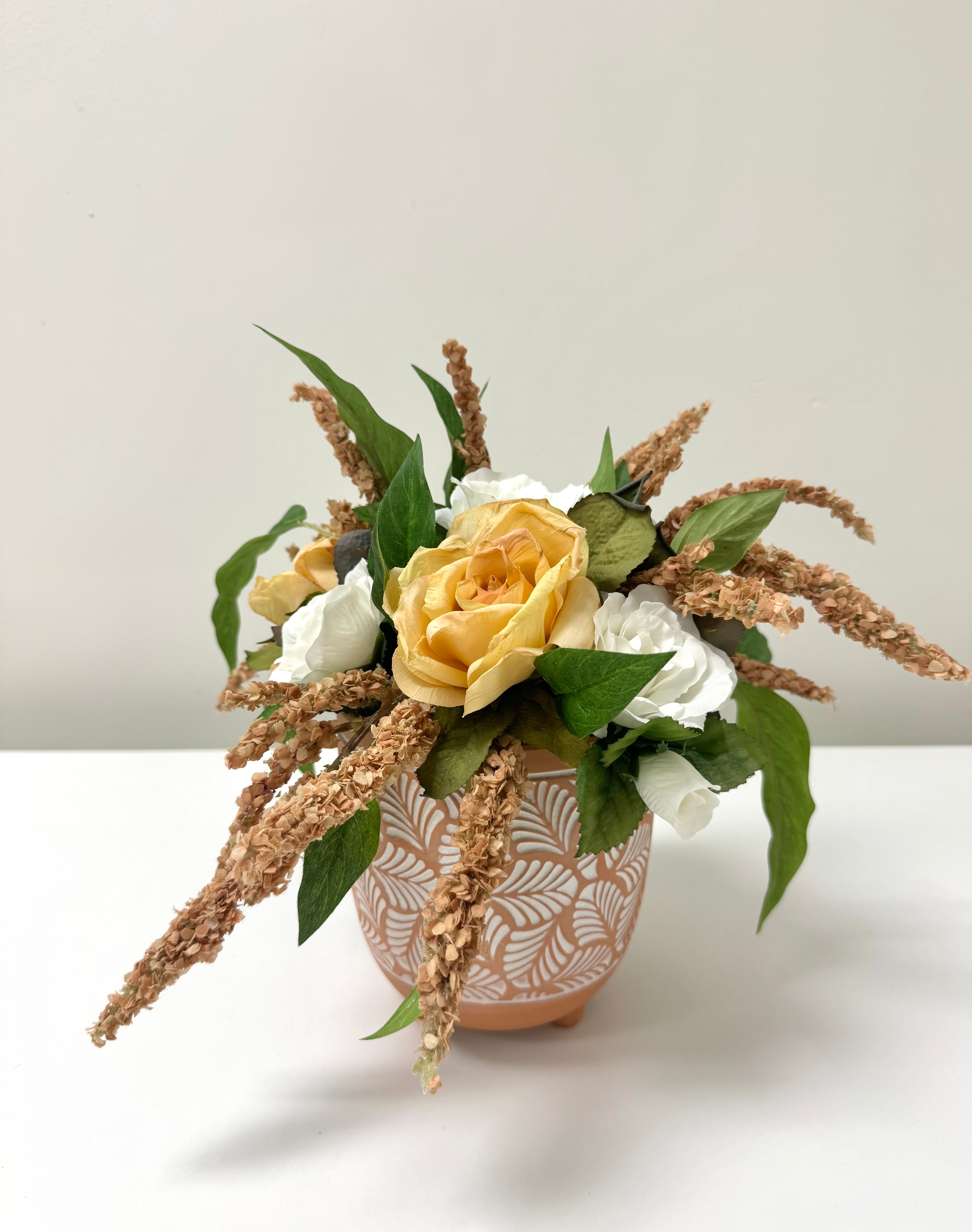 NEW White & Blush Roses Floral Arrangement