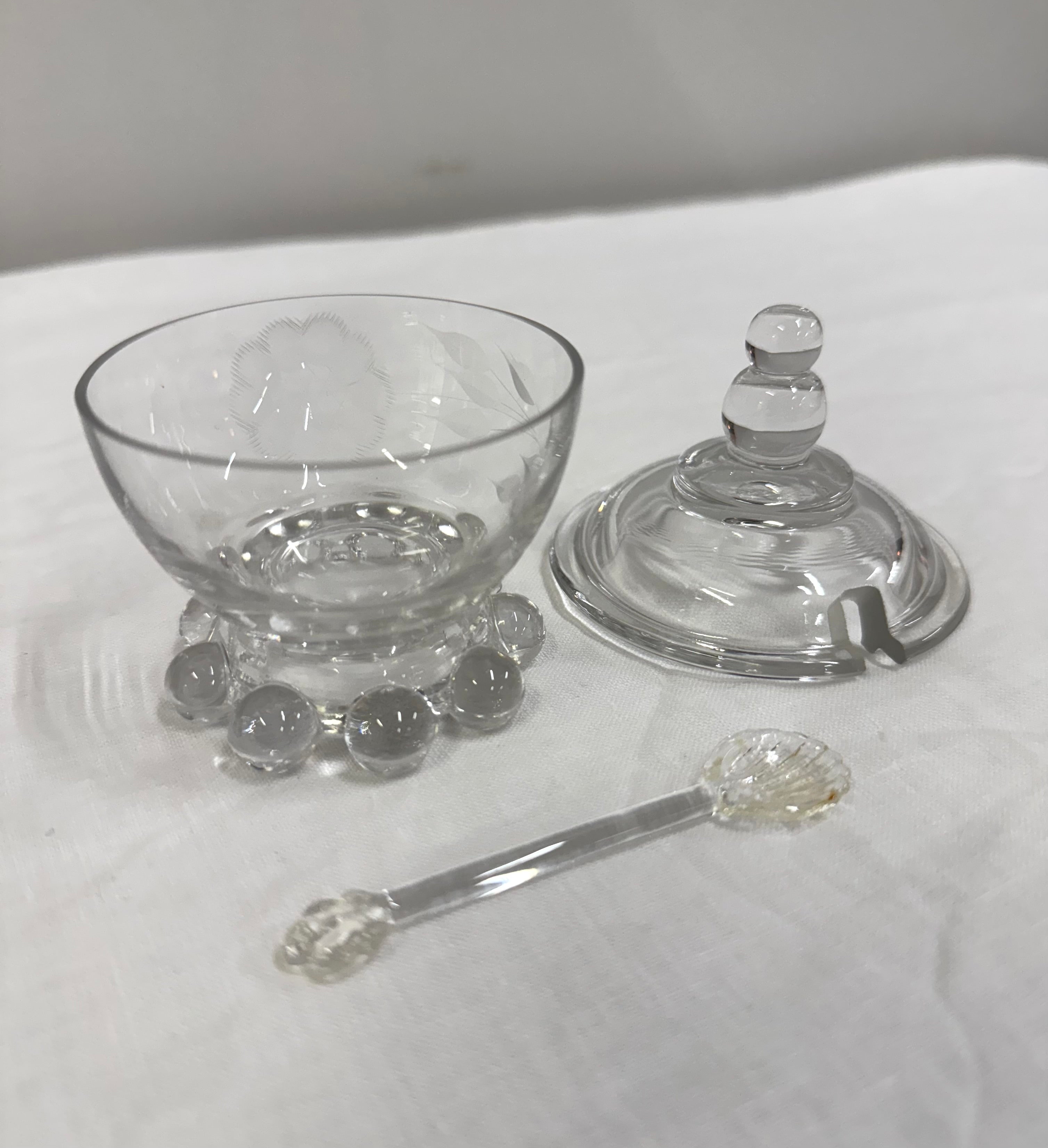 Cornflower Candlewick Condiment Jar with Spoon