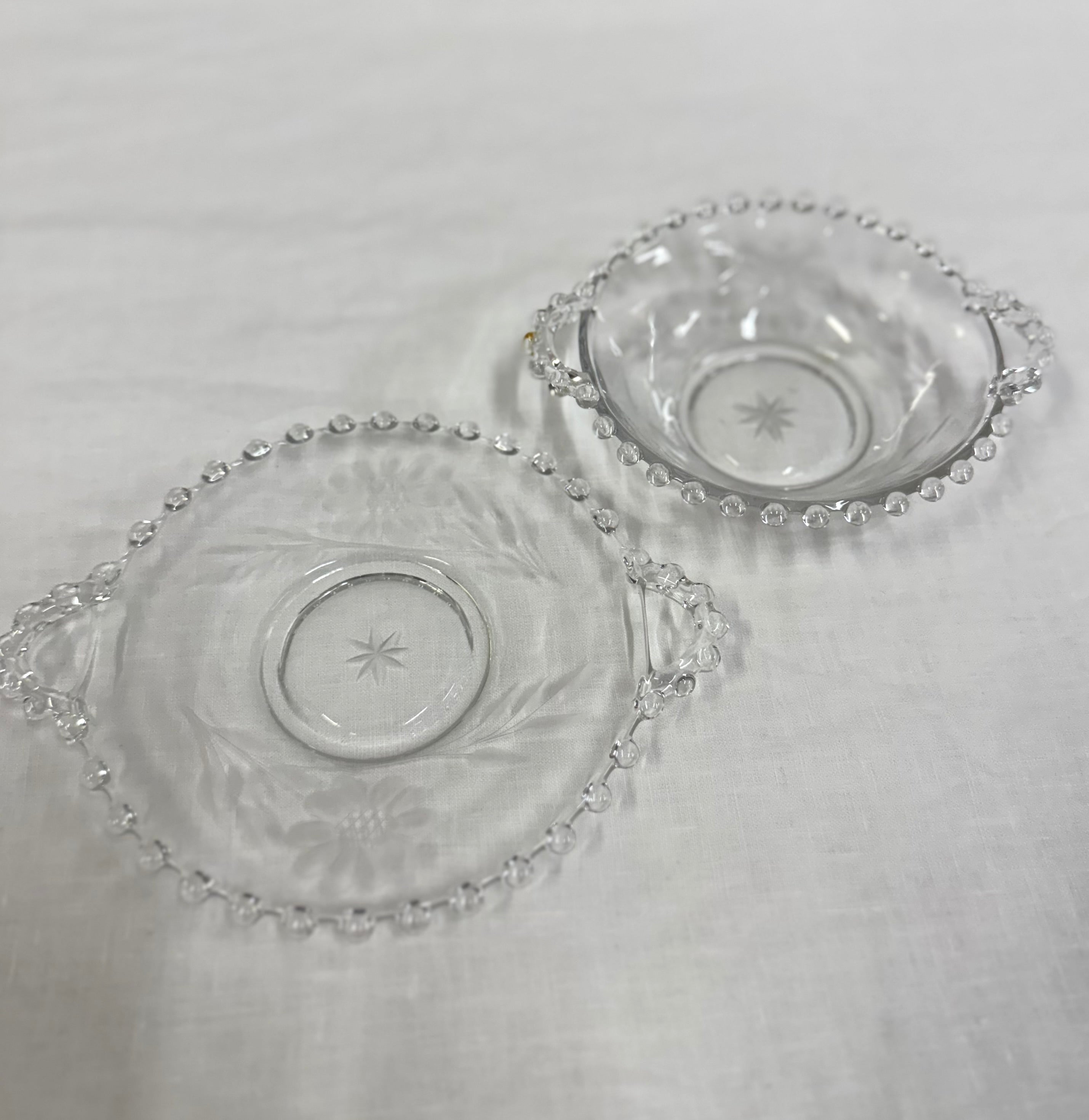 Cornflower Candlewick Candy Dish with Plate