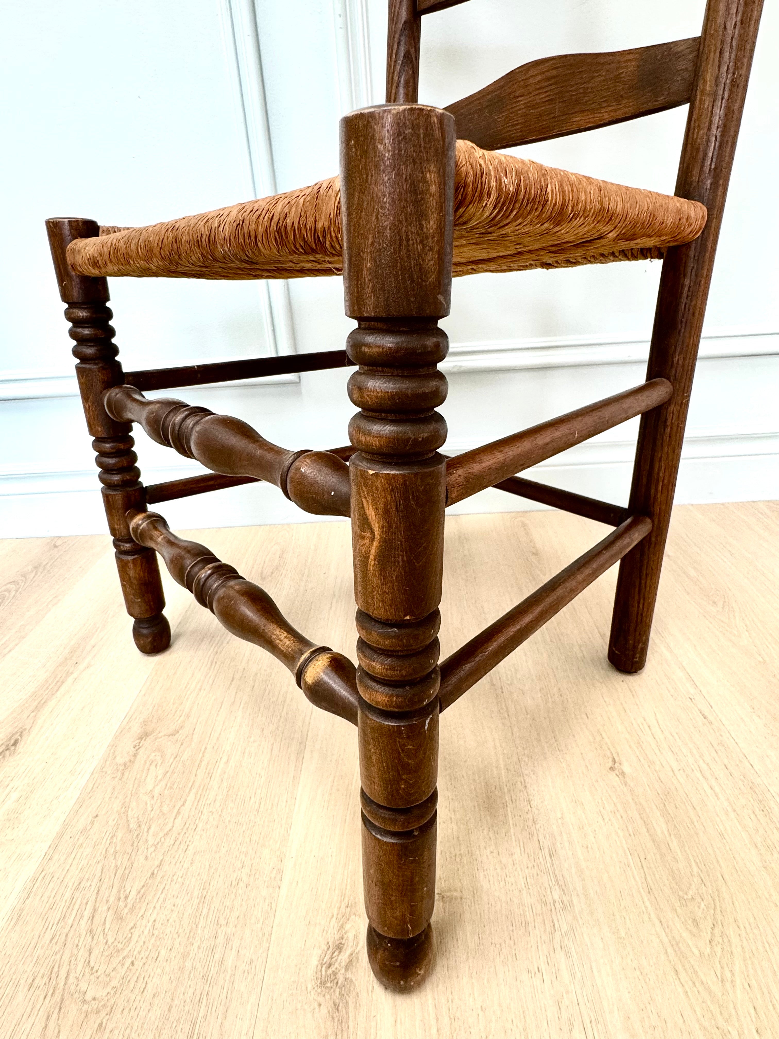 Vintage Ladderback Chair with Rush Seat