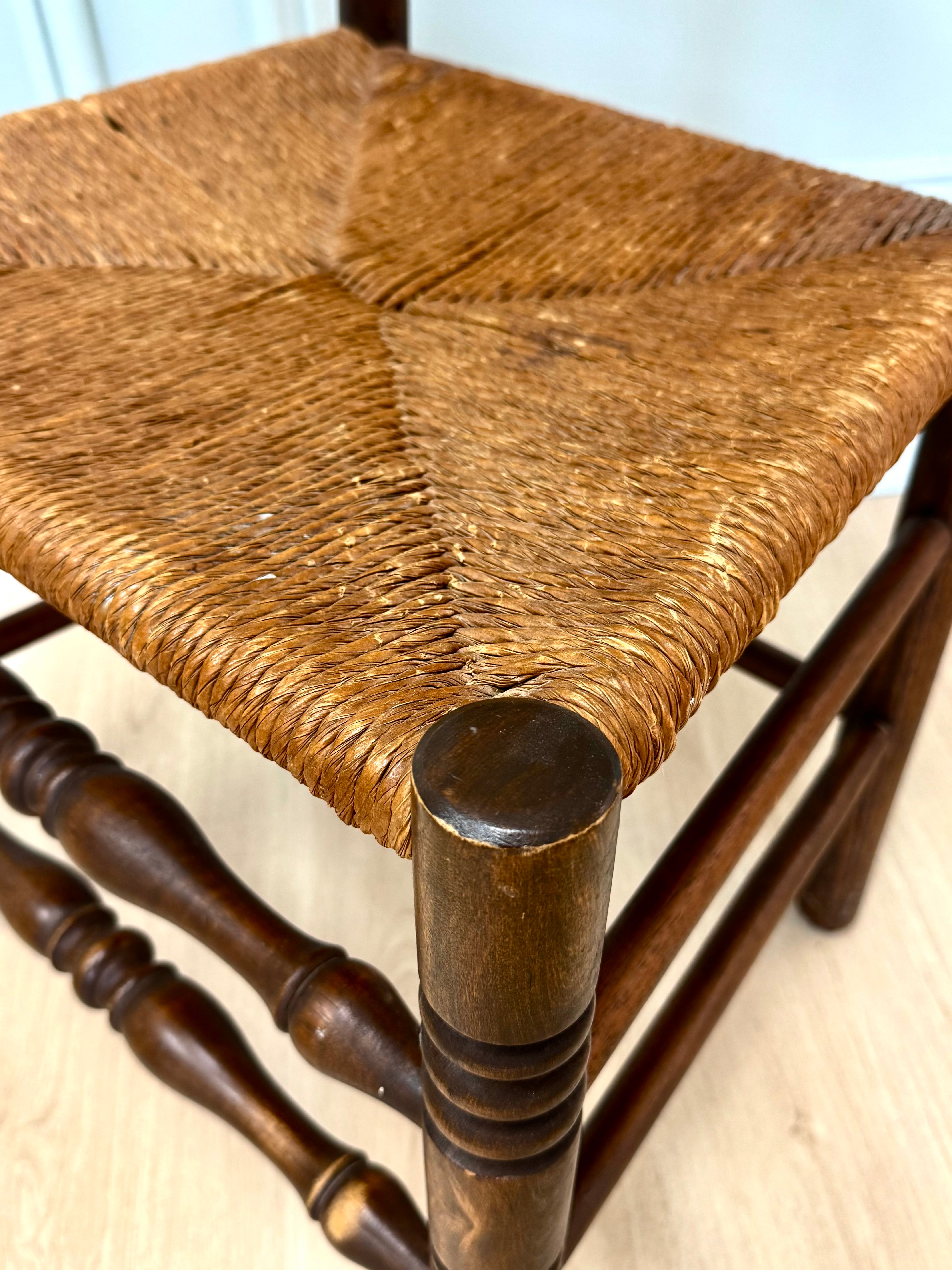 Vintage Ladderback Chair with Rush Seat