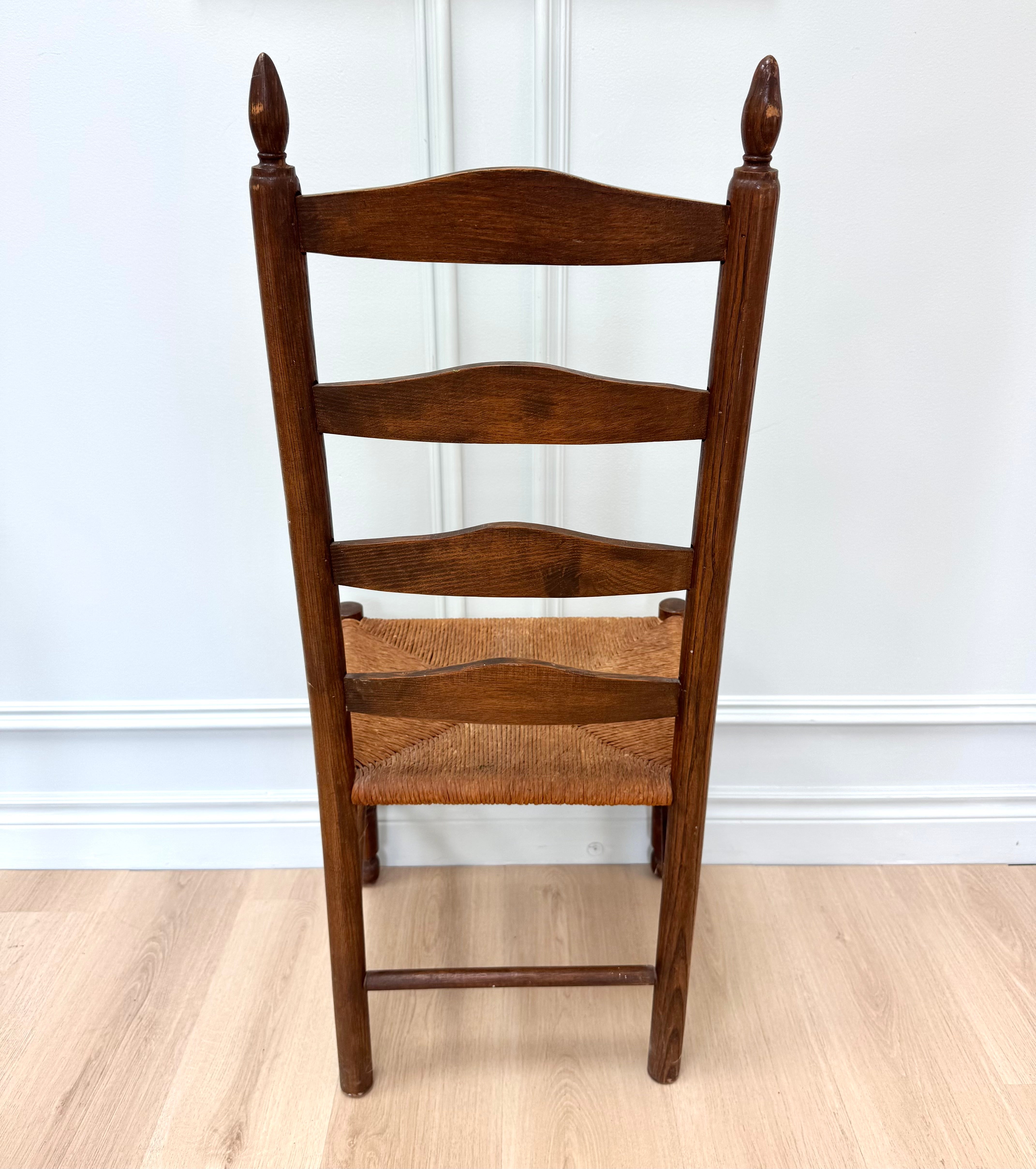 Vintage Ladderback Chair with Rush Seat
