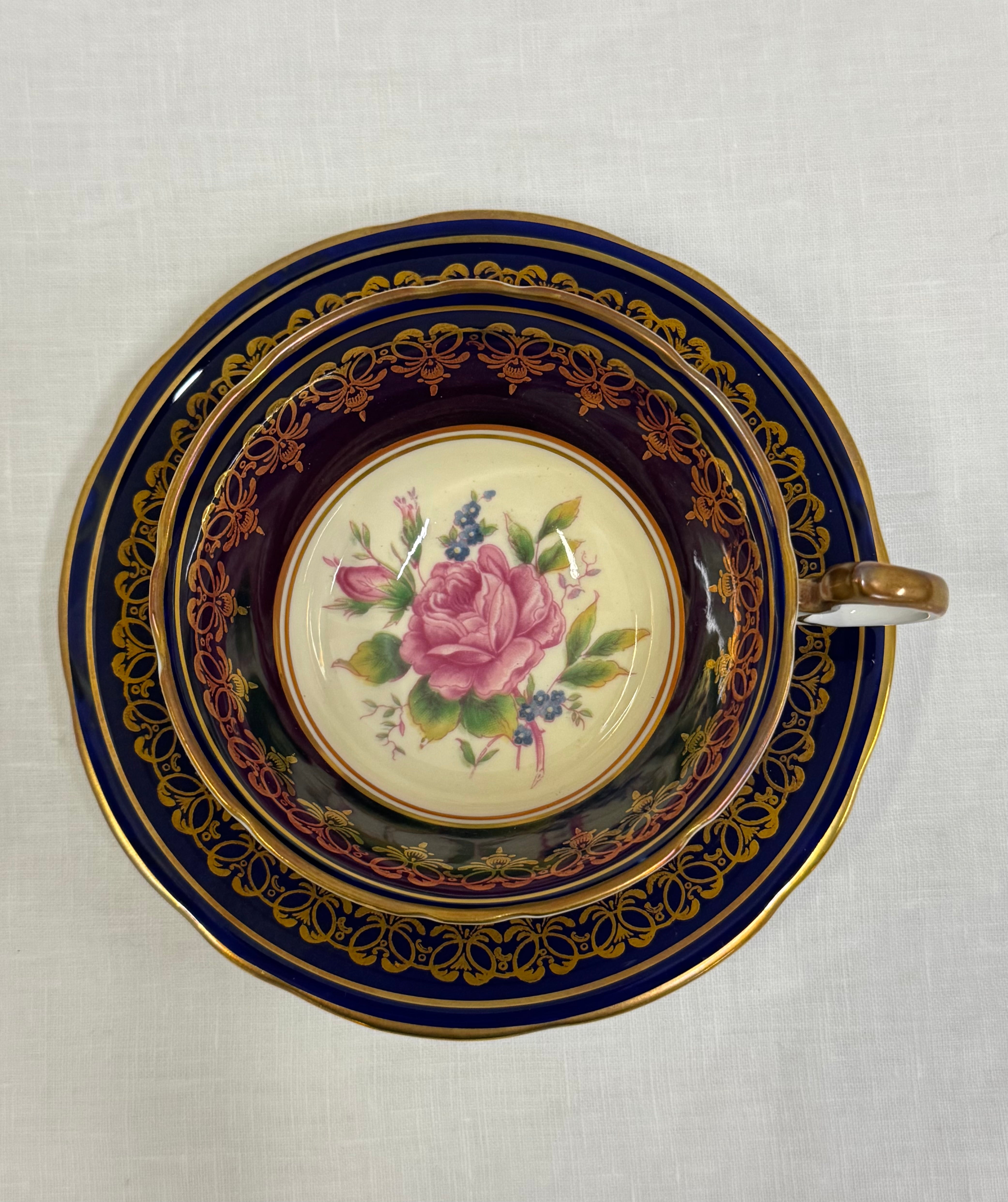 AYNSLEY Pink Cabbage Rose Cup & Saucer