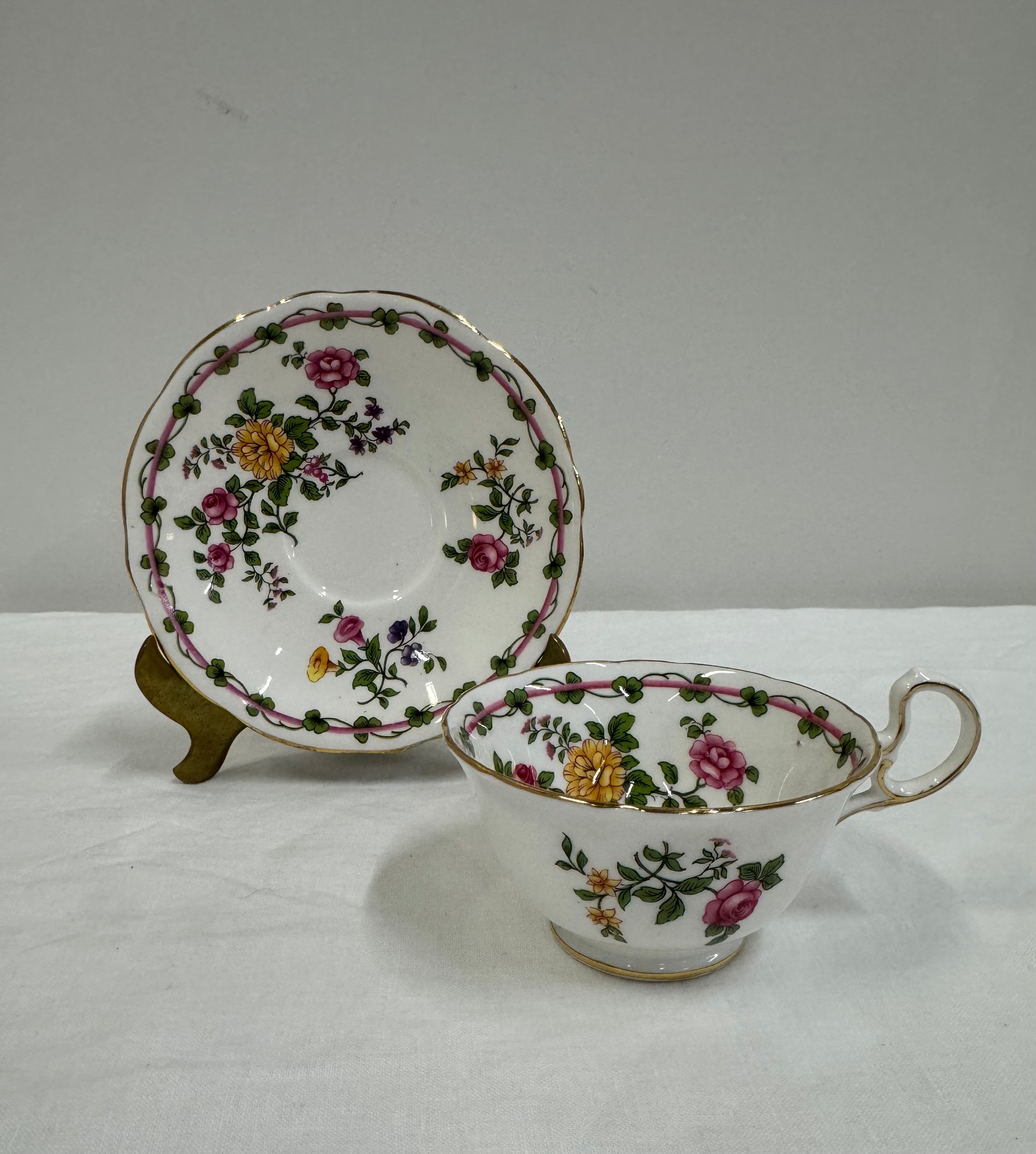 AYNSLEY 'Ribbons & Shamrocks' Cup & Saucer